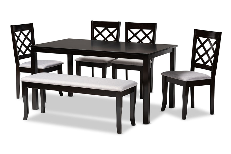 Andor Modern Table & Dining Chairs & Dining Bench 6-Piece-Dining Set-Baxton Studio - WI-Wall2Wall Furnishings