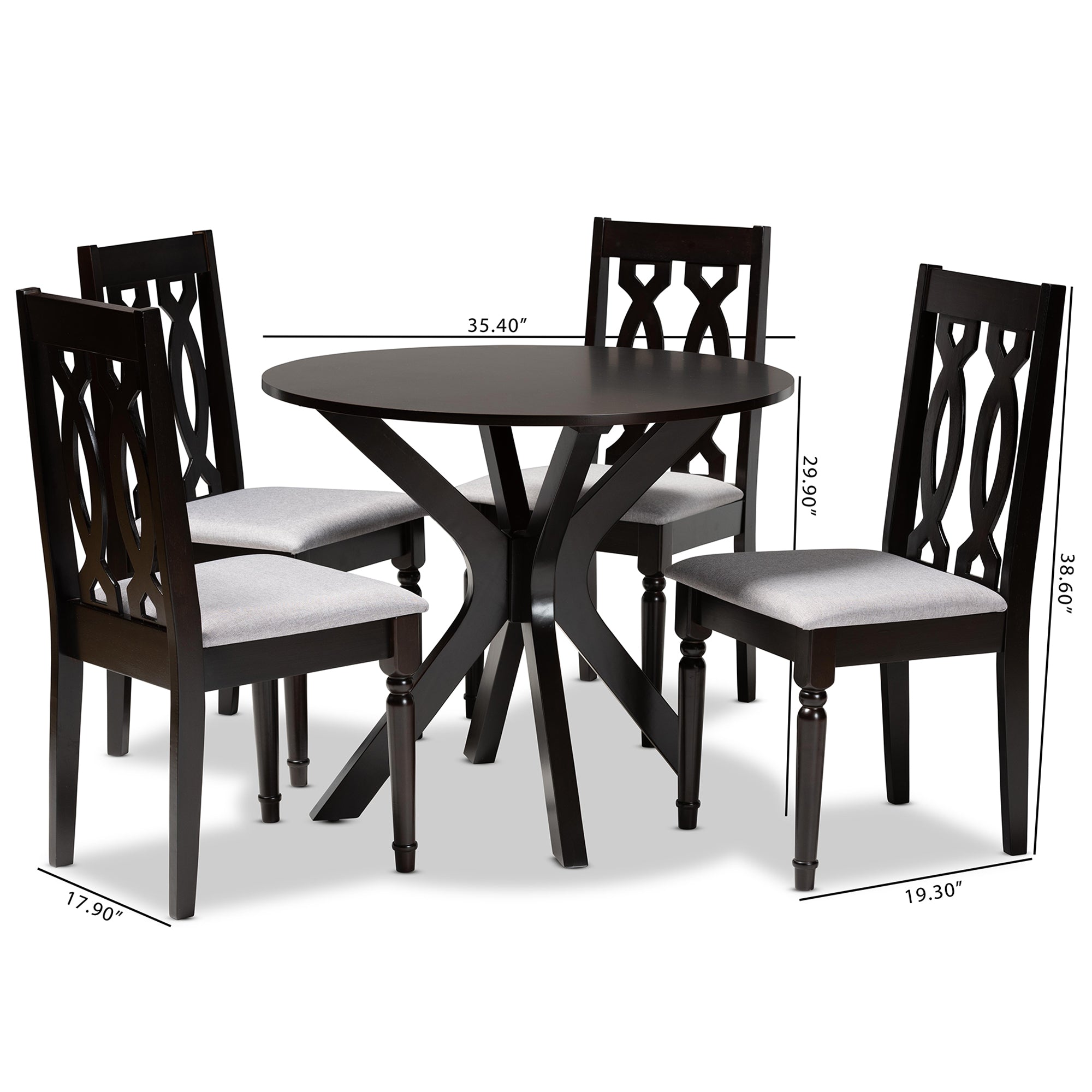 Callie Modern Table & Dining Chairs 5-Piece-Dining Set-Baxton Studio - WI-Wall2Wall Furnishings
