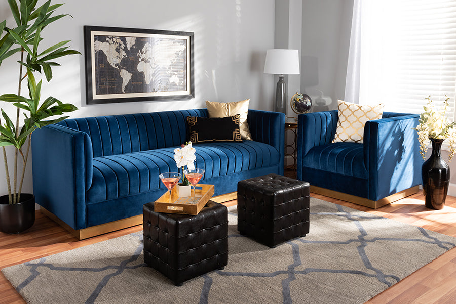 Aveline Glamour Sofa & Chair 2-Piece-Sofa Set-Baxton Studio - WI-Wall2Wall Furnishings