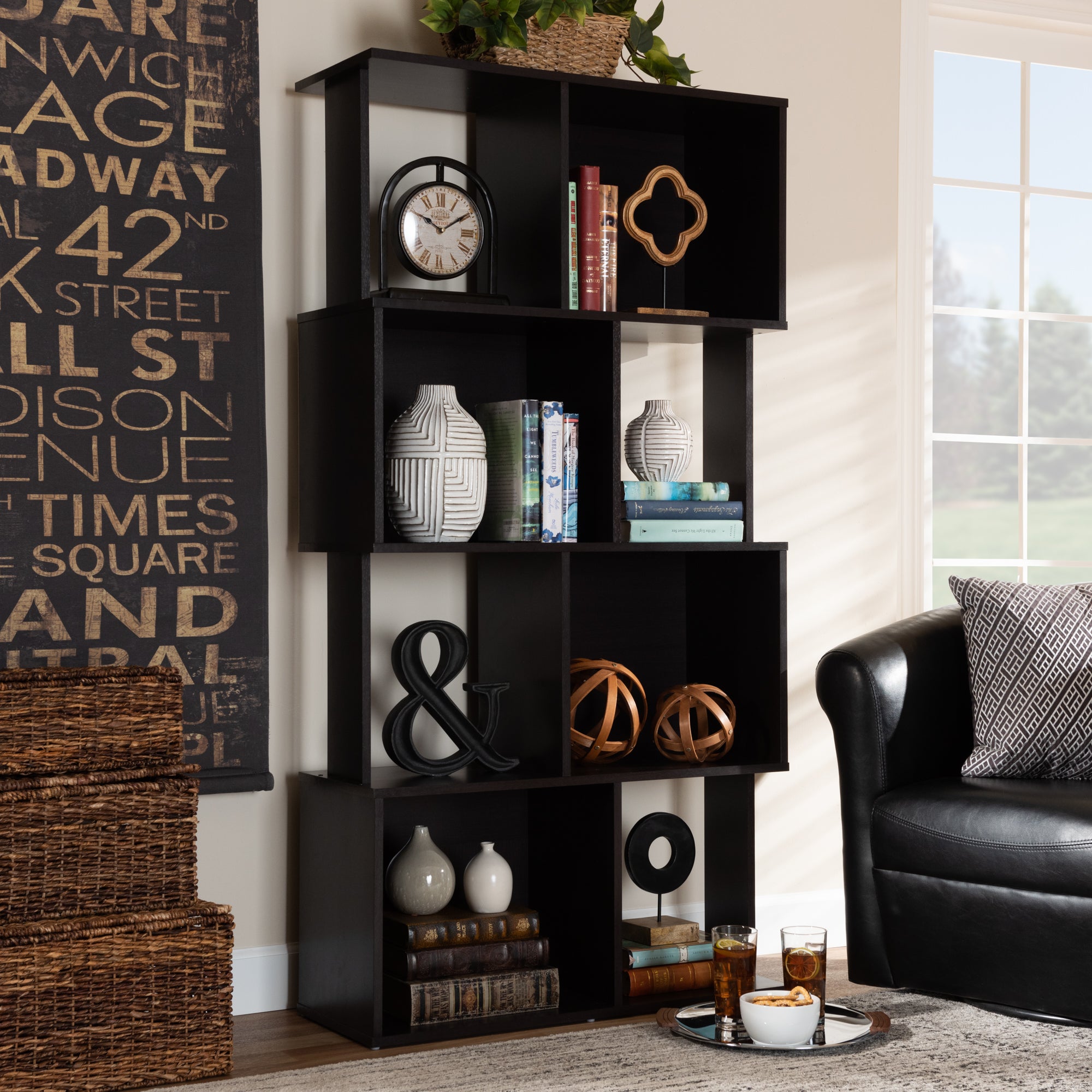Riva Modern Bookcase-Bookcase-Baxton Studio - WI-Wall2Wall Furnishings