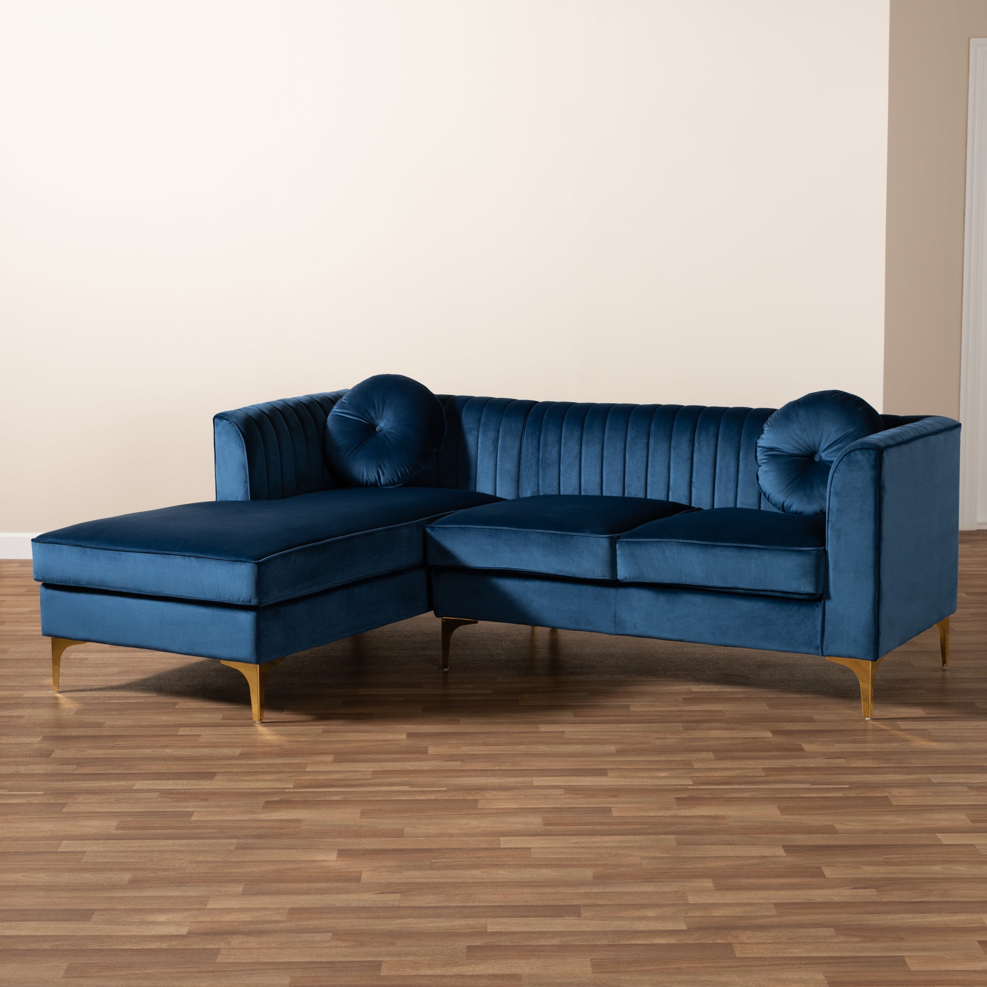 Giselle Glamour Sectional Sofa with Chaise-Sectional Sofa-Baxton Studio - WI-Wall2Wall Furnishings