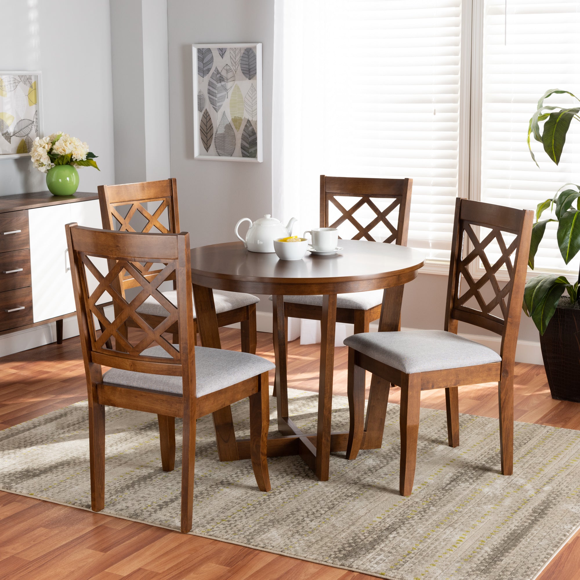 Dayna Modern Dining Table & Dining Chairs 5-Piece-Dining Set-Baxton Studio - WI-Wall2Wall Furnishings