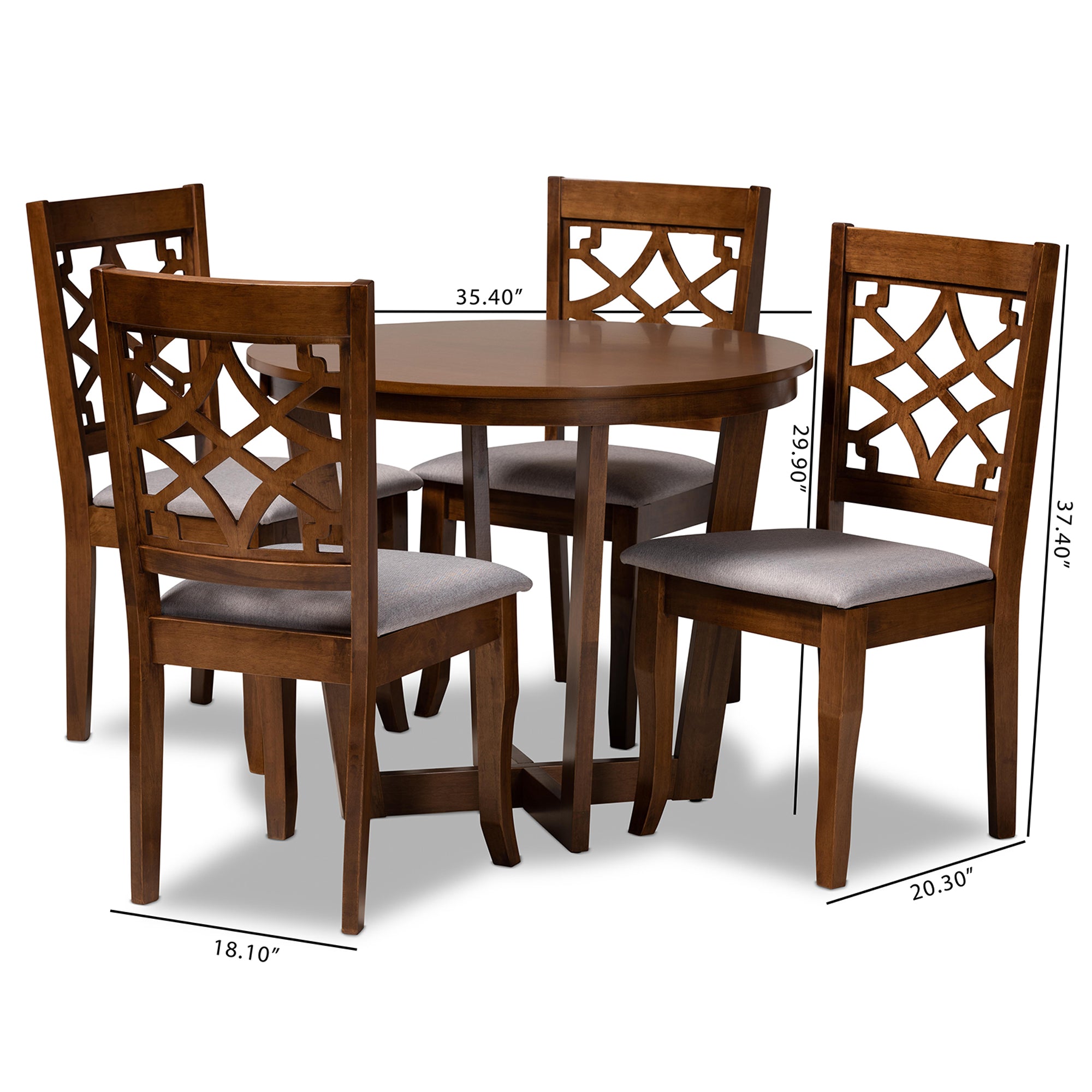 Tricia Modern Dining Table & Dining Chairs 5-Piece-Dining Set-Baxton Studio - WI-Wall2Wall Furnishings