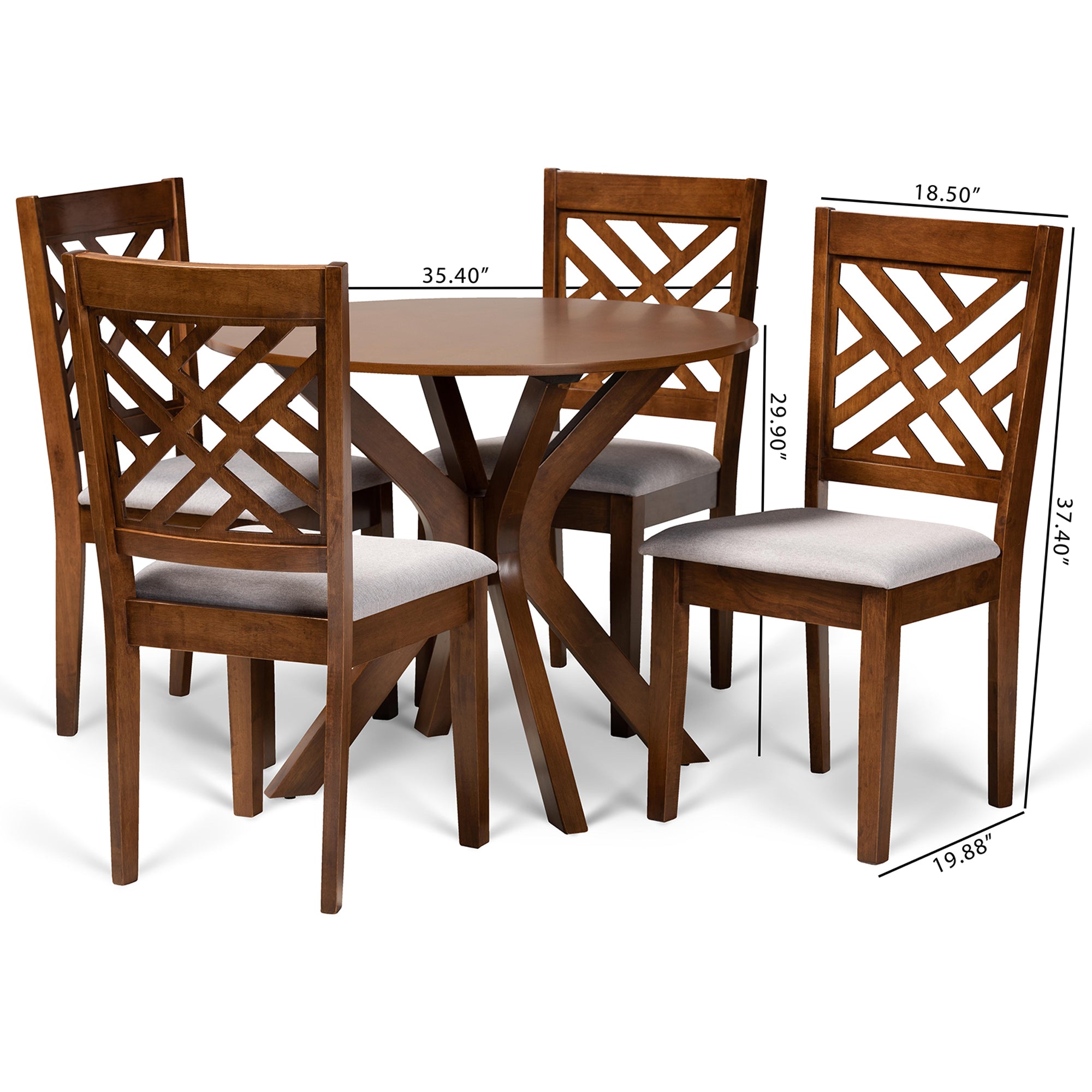 Norah Modern Dining Table & Dining Chairs 5-Piece-Dining Set-Baxton Studio - WI-Wall2Wall Furnishings