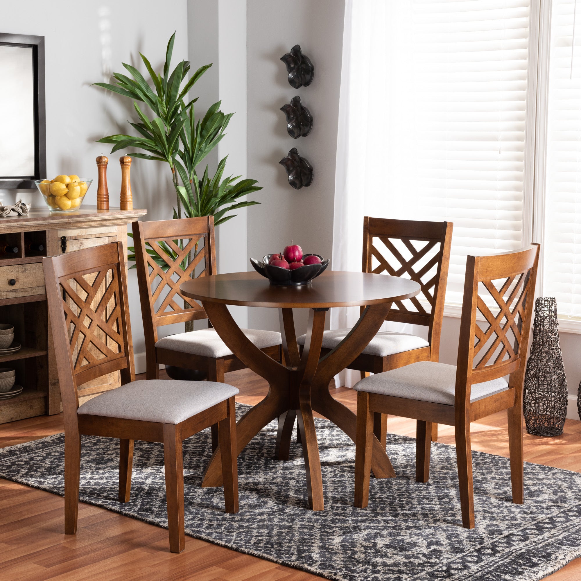 Edona Modern Dining Table & Dining Chairs 5-Piece-Dining Set-Baxton Studio - WI-Wall2Wall Furnishings