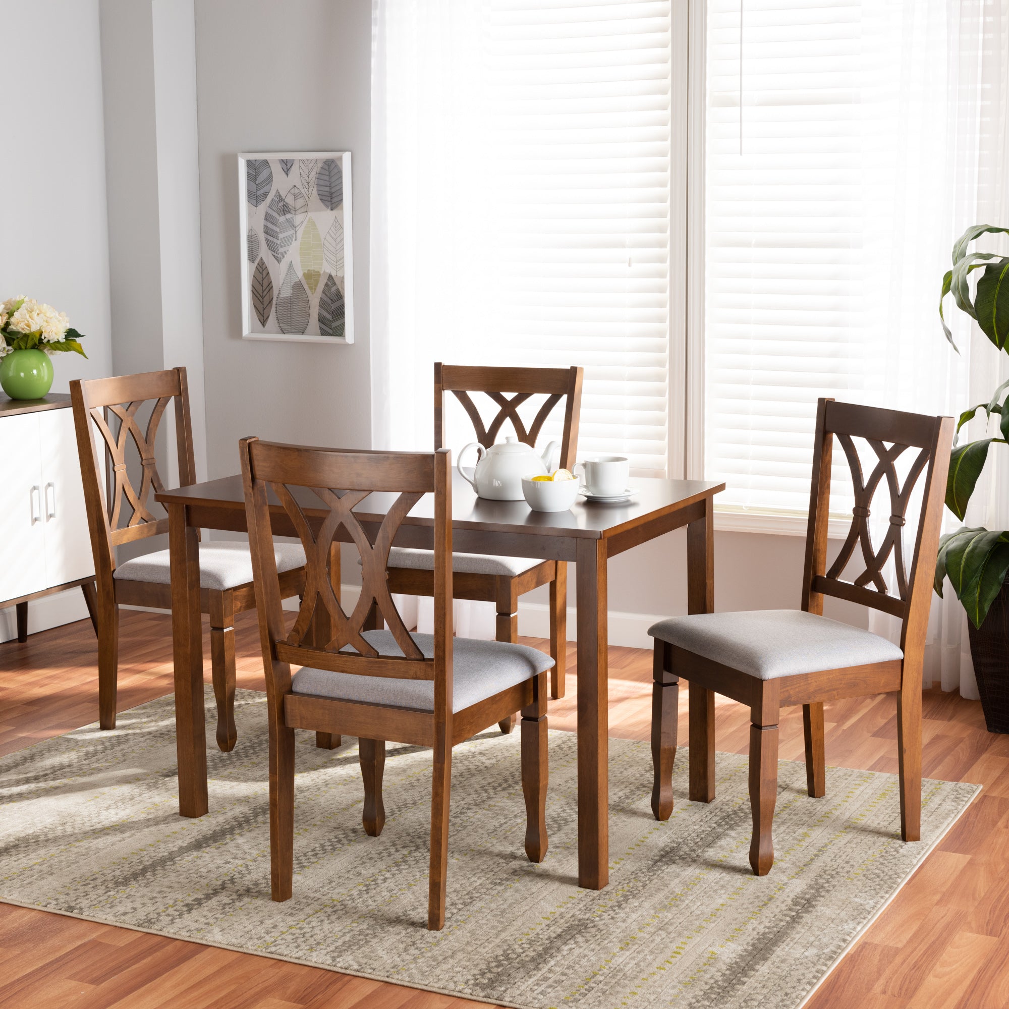 Sefa Modern Dining Table & Dining Chairs 5-Piece-Dining Set-Baxton Studio - WI-Wall2Wall Furnishings