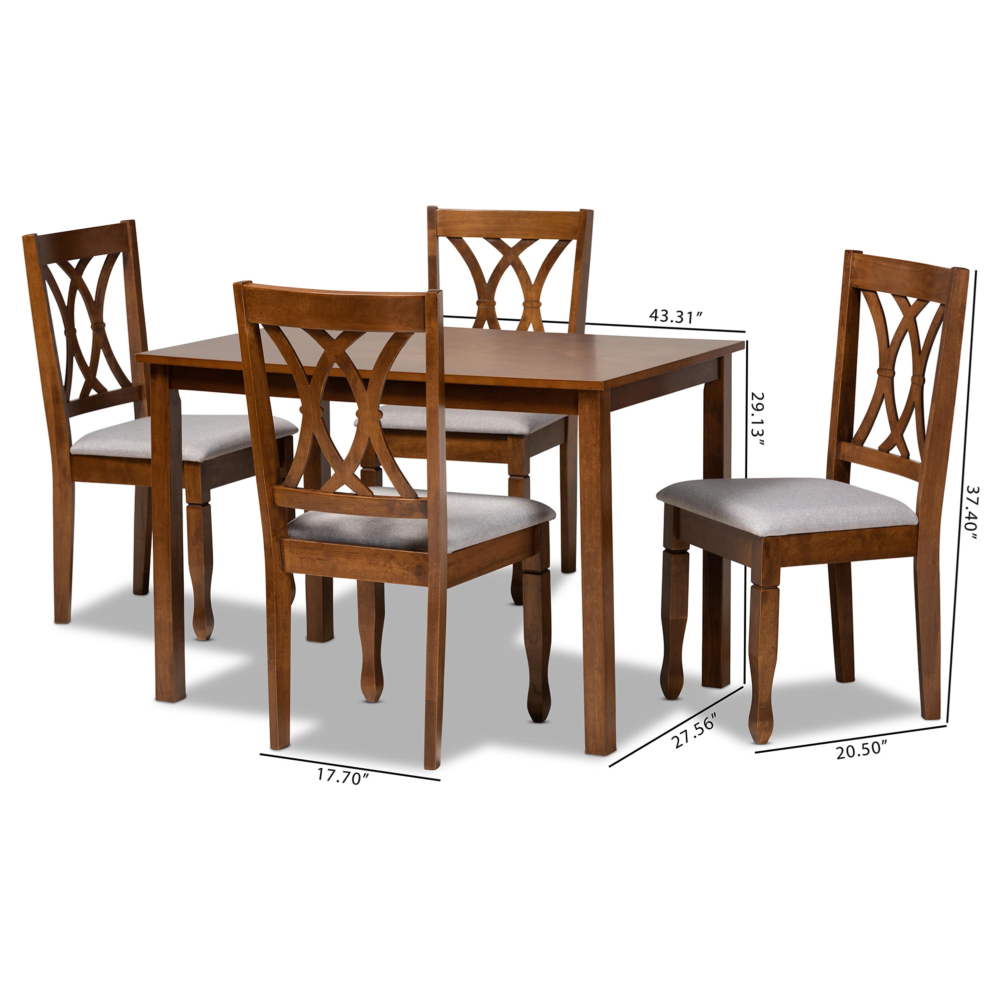 Sefa Modern Dining Table & Dining Chairs 5-Piece-Dining Set-Baxton Studio - WI-Wall2Wall Furnishings