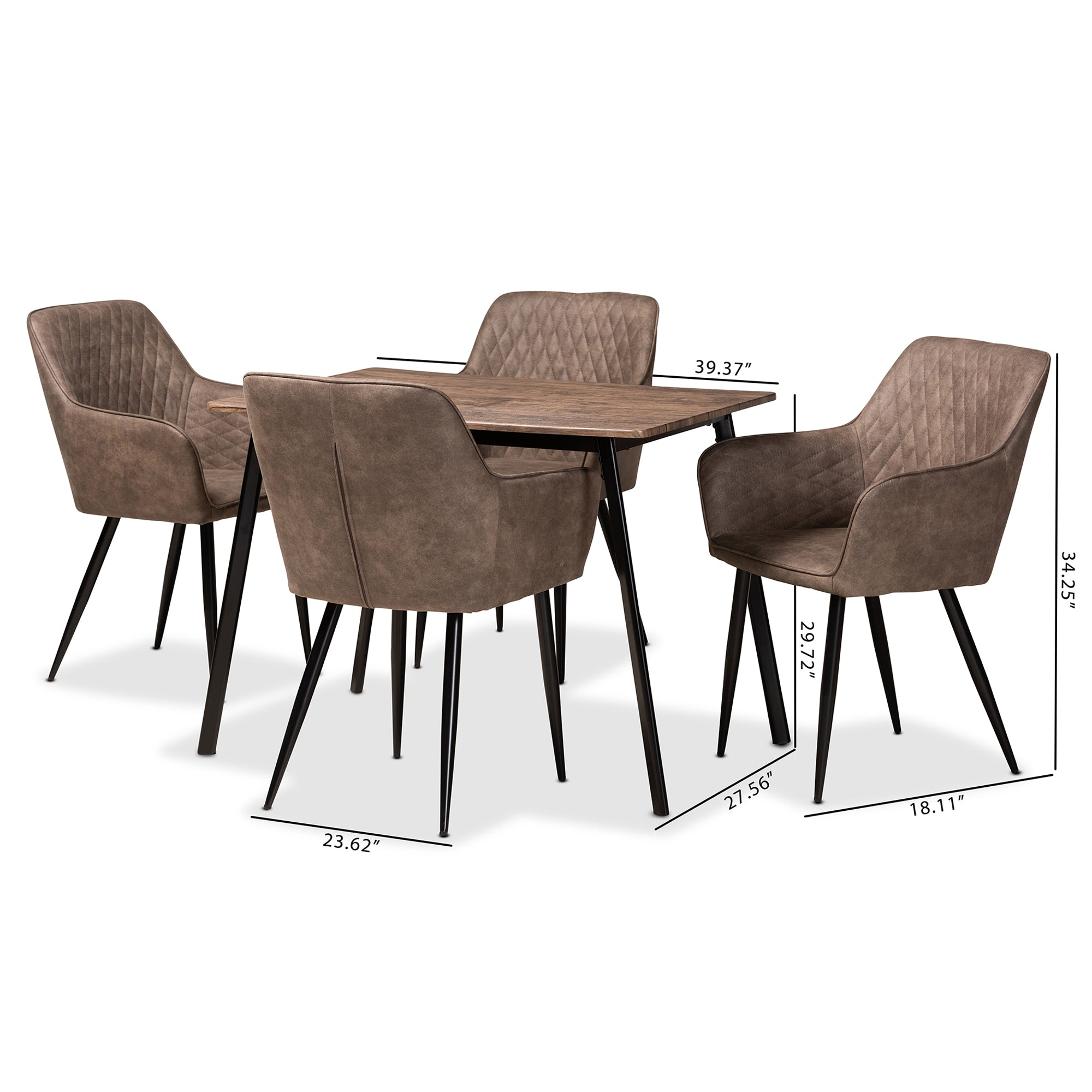 Belen Transitional Table & Dining Chairs 5-Piece-Dining Set-Baxton Studio - WI-Wall2Wall Furnishings