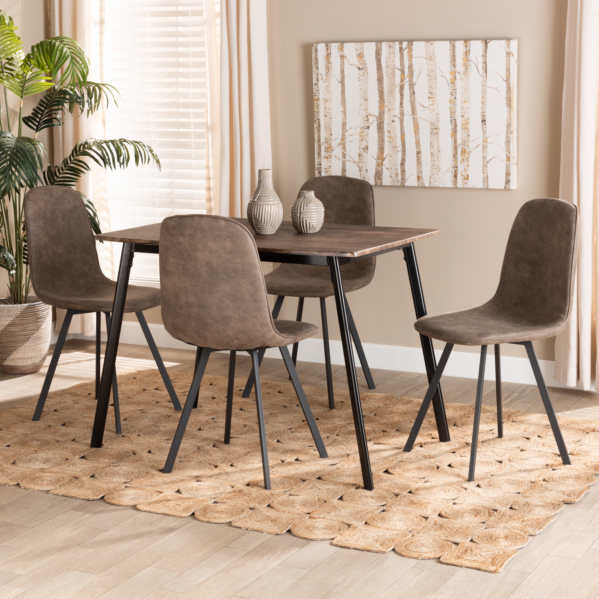 Filicia Transitional Table & Dining Chairs 5-Piece-Dining Set-Baxton Studio - WI-Wall2Wall Furnishings