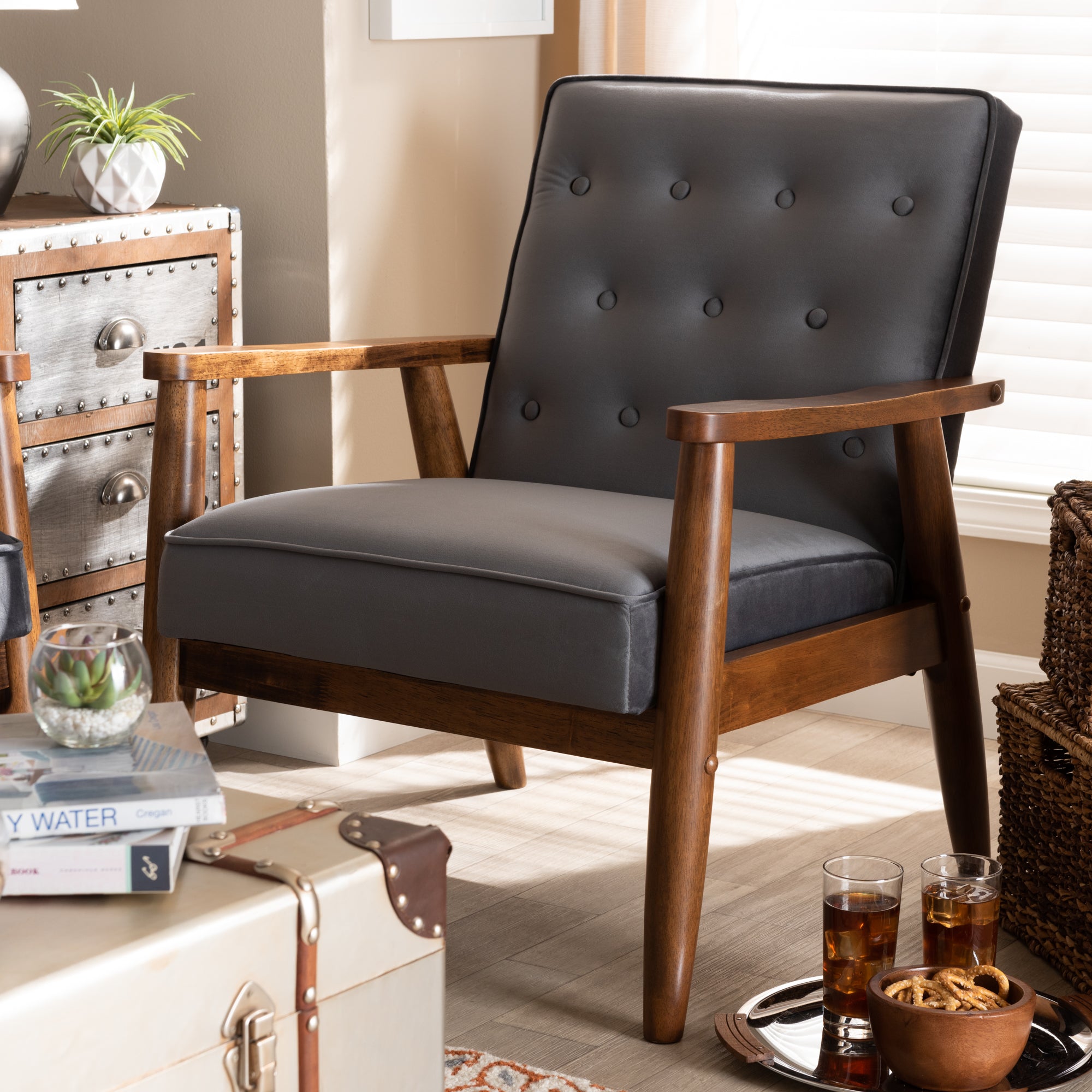Sorrento Mid-Century Chair-Chair-Baxton Studio - WI-Wall2Wall Furnishings