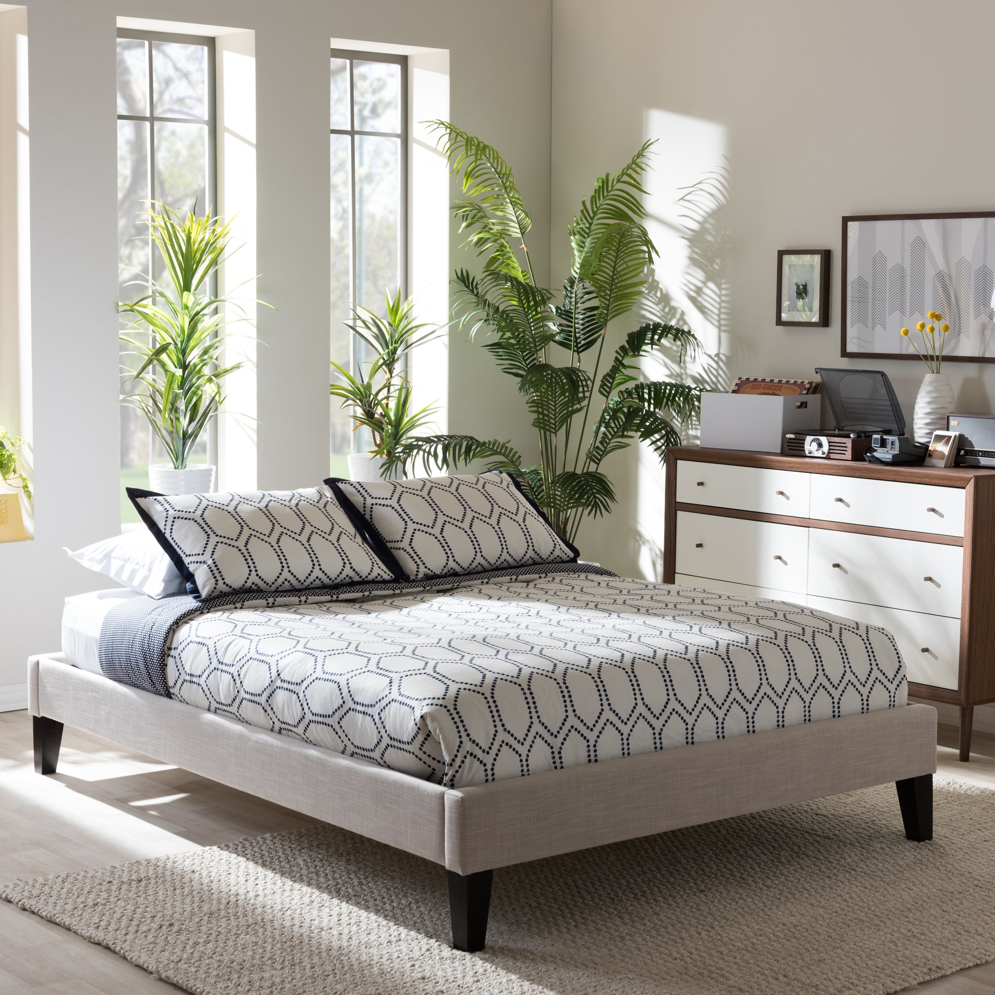 Lancashire Contemporary Bed with Tapered Legs-Bed-Baxton Studio - WI-Wall2Wall Furnishings