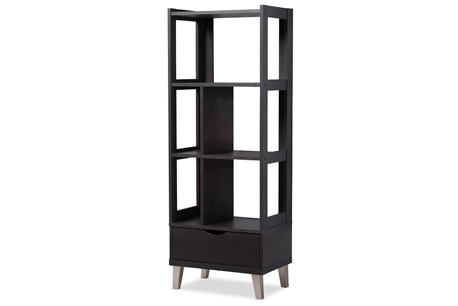 Kalien Contemporary Bookcase with Display Shelves and One Drawer-Bookcase-Baxton Studio - WI-Wall2Wall Furnishings