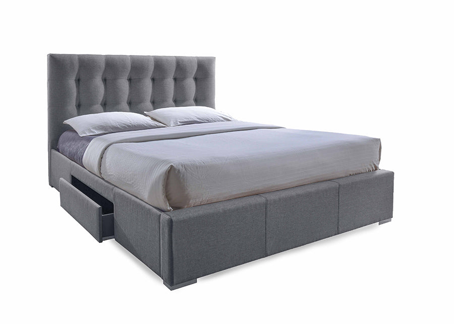 Sarter Contemporary Bed Grid-Tufted with 2-drawer-Bed-Baxton Studio - WI-Wall2Wall Furnishings