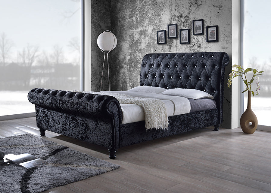 Castello Contemporary Bed Crystal-Buttoned-Bed-Baxton Studio - WI-Wall2Wall Furnishings