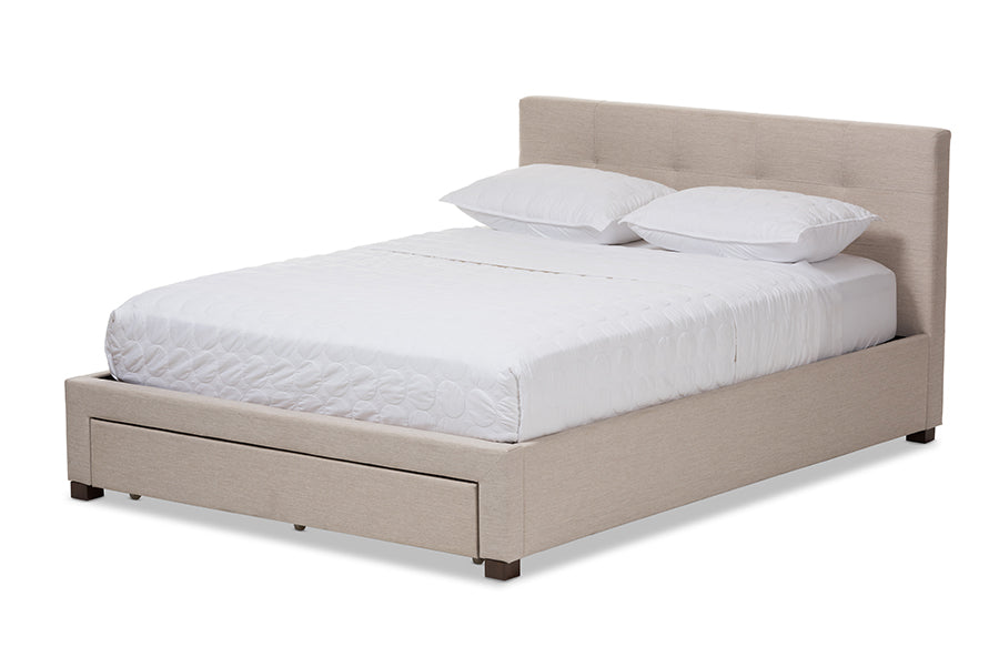 Brandy Contemporary Bed with Storage Drawer-Bed-Baxton Studio - WI-Wall2Wall Furnishings