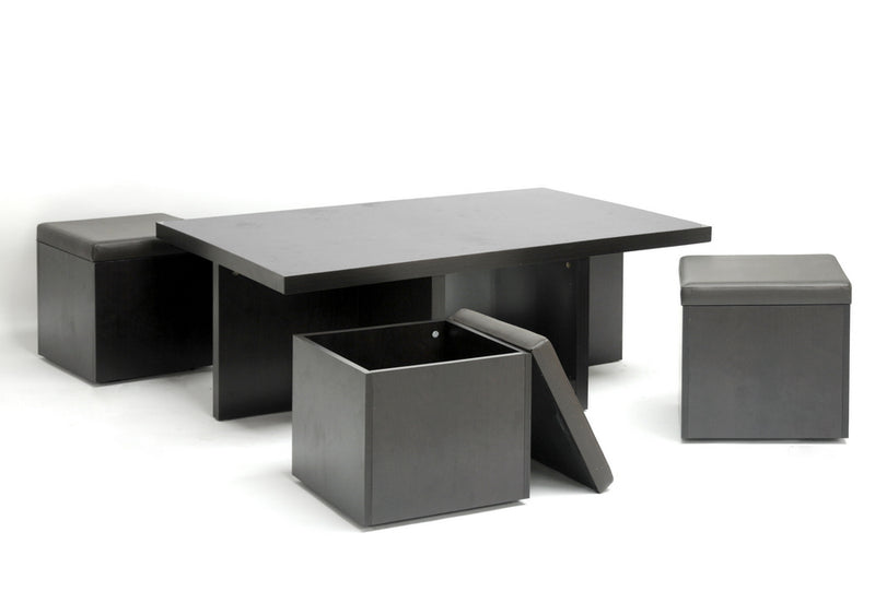 Prescott Contemporary Dining Table & Chairs with Hidden Storage-Dining Set-Baxton Studio - WI-Wall2Wall Furnishings