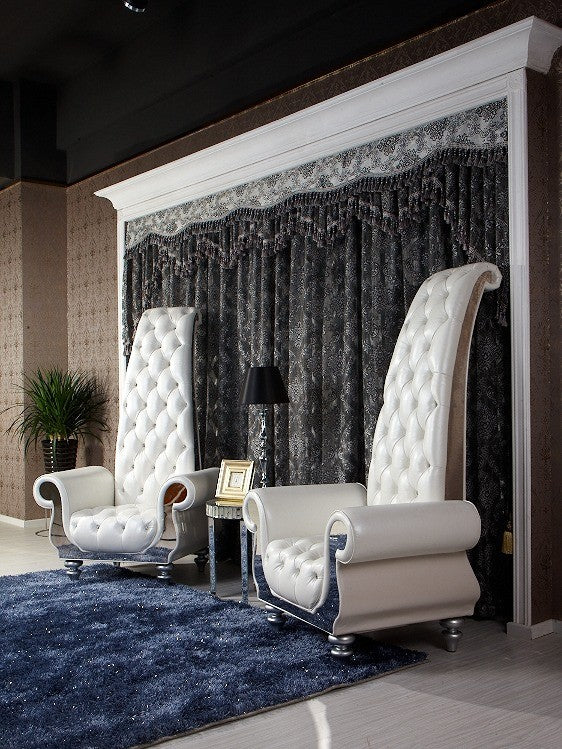 Divani Casa Luxe - Neo-Classical Pearl White Italian Leather Tall Chair-Lounge Chair-VIG-Wall2Wall Furnishings