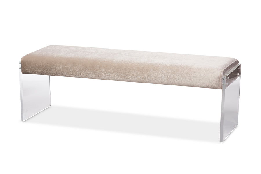 Hildon Contemporary Bench with Paneled Acrylic Legs-Bench-Baxton Studio - WI-Wall2Wall Furnishings