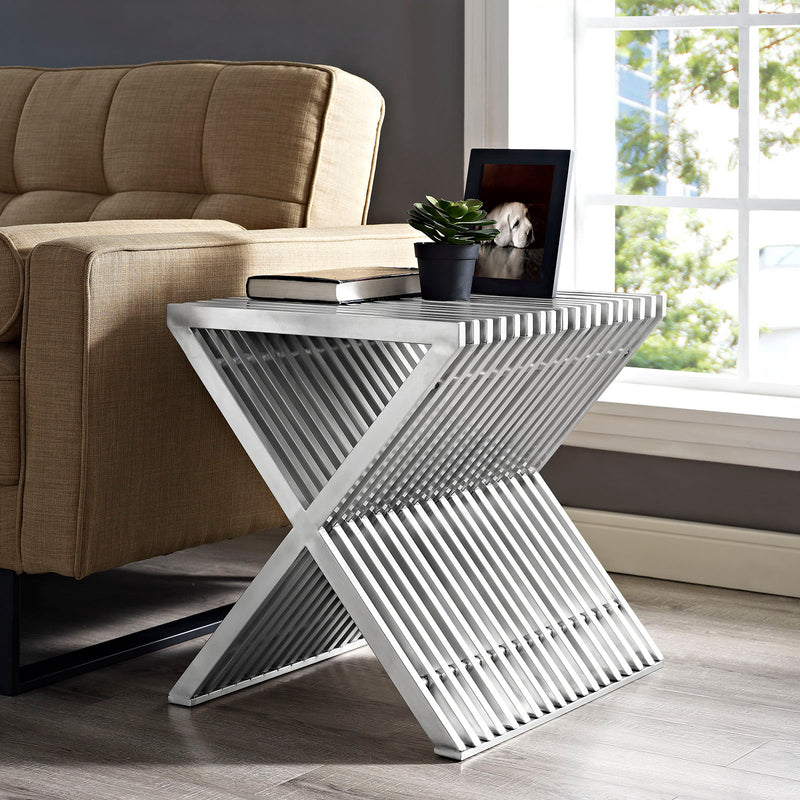 Press Stainless Steel Side Table-Side Table-Modway-Wall2Wall Furnishings