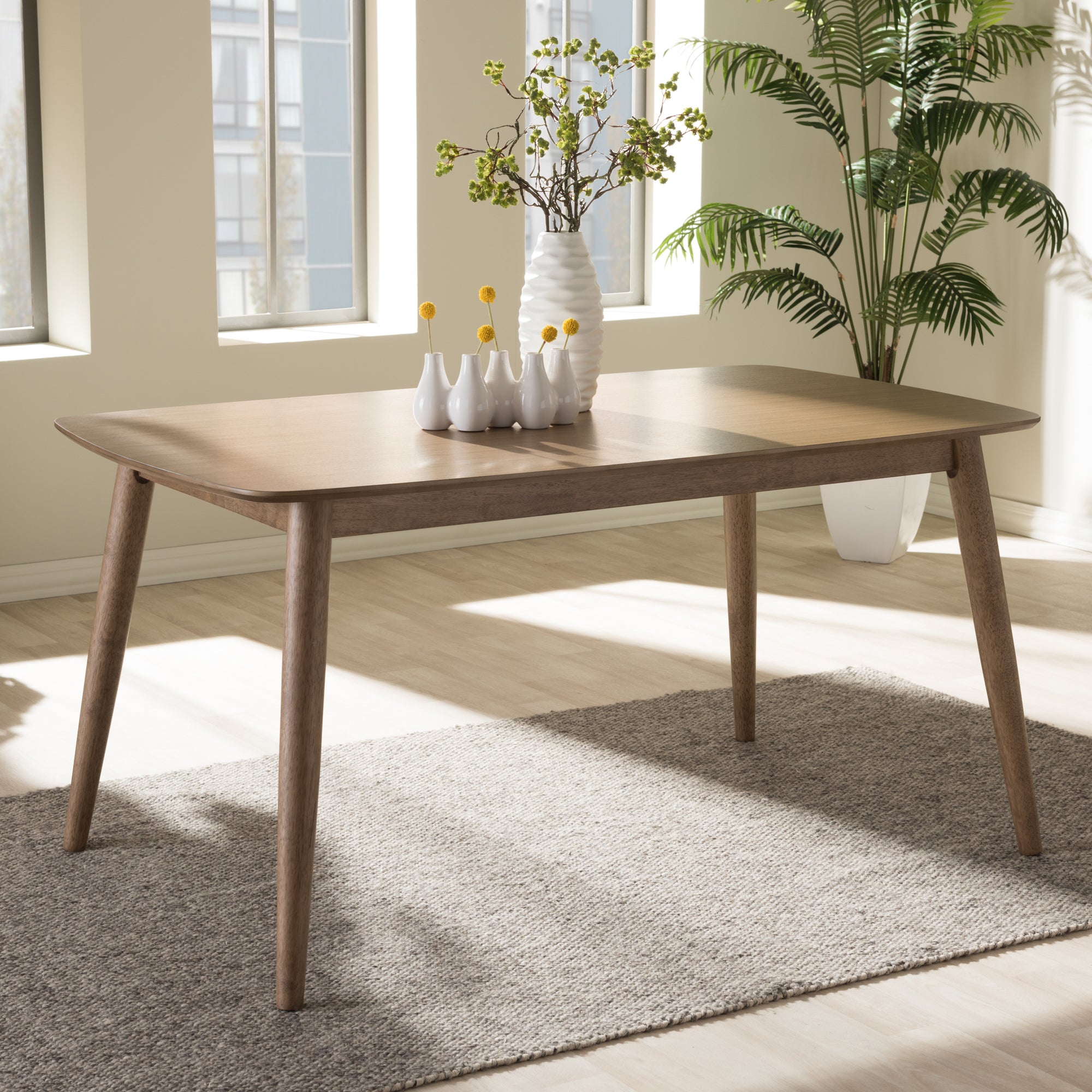 Edna Mid-Century Dining Table-Dining Table-Baxton Studio - WI-Wall2Wall Furnishings