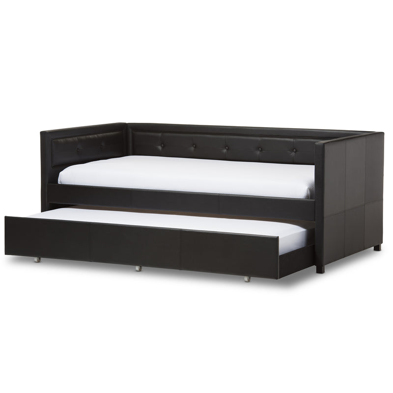 Frank Contemporary Daybed Button-Tufting with Roll-Out Trundle Guest Bed-Daybed-Baxton Studio - WI-Wall2Wall Furnishings