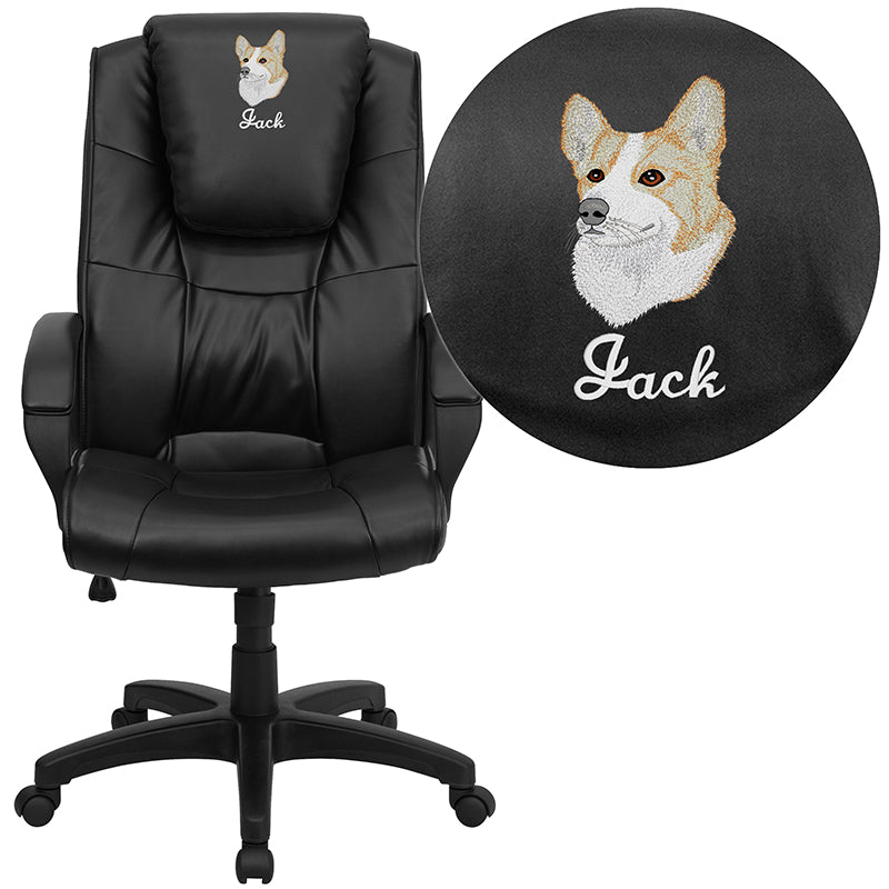 Dreamweaver Personalized LeatherSoft Executive Swivel Office Chair with Arms-Leather Executive Office Chair-Flash Furniture-Wall2Wall Furnishings