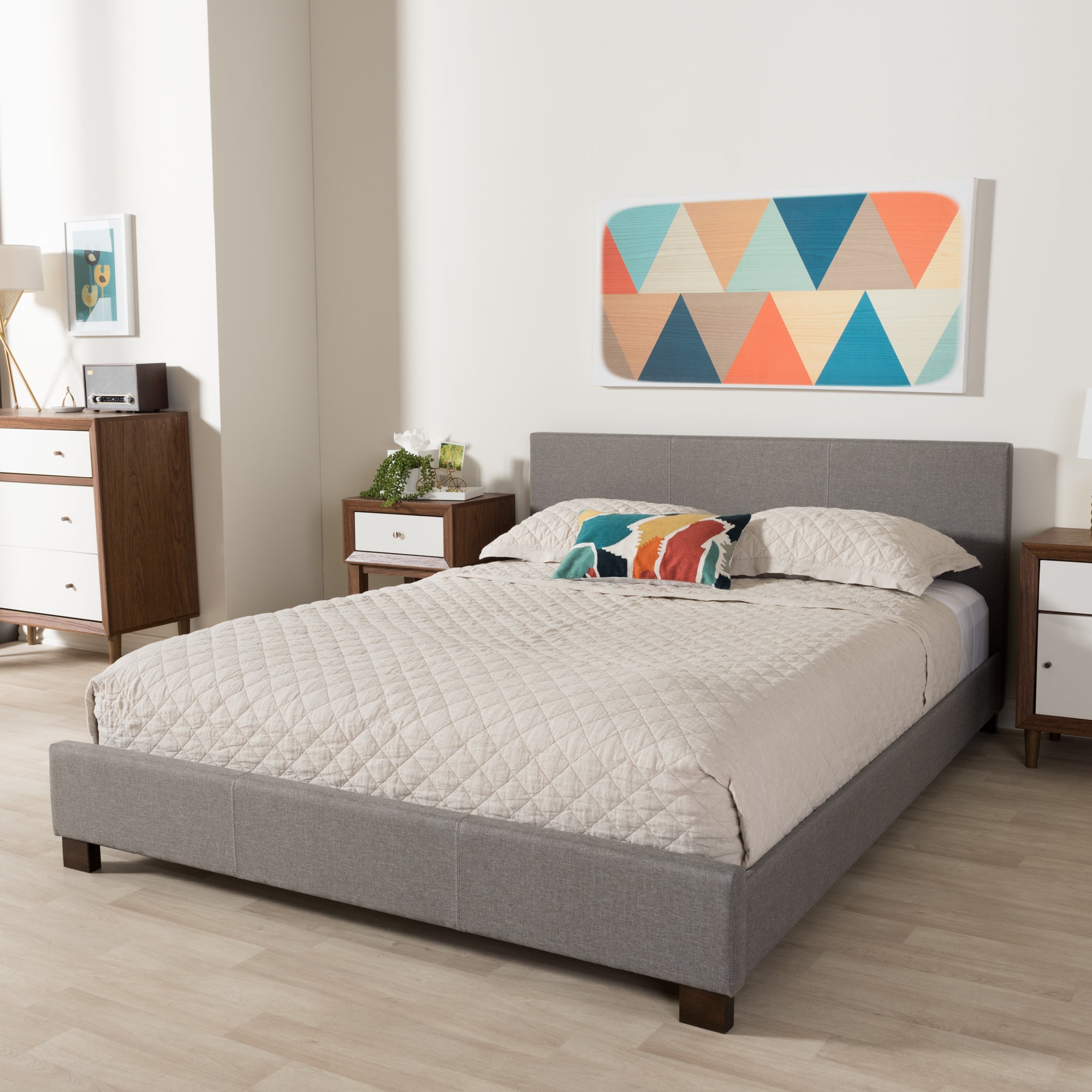 Elizabeth Contemporary Bed Panel-Stitched-Bed-Baxton Studio - WI-Wall2Wall Furnishings