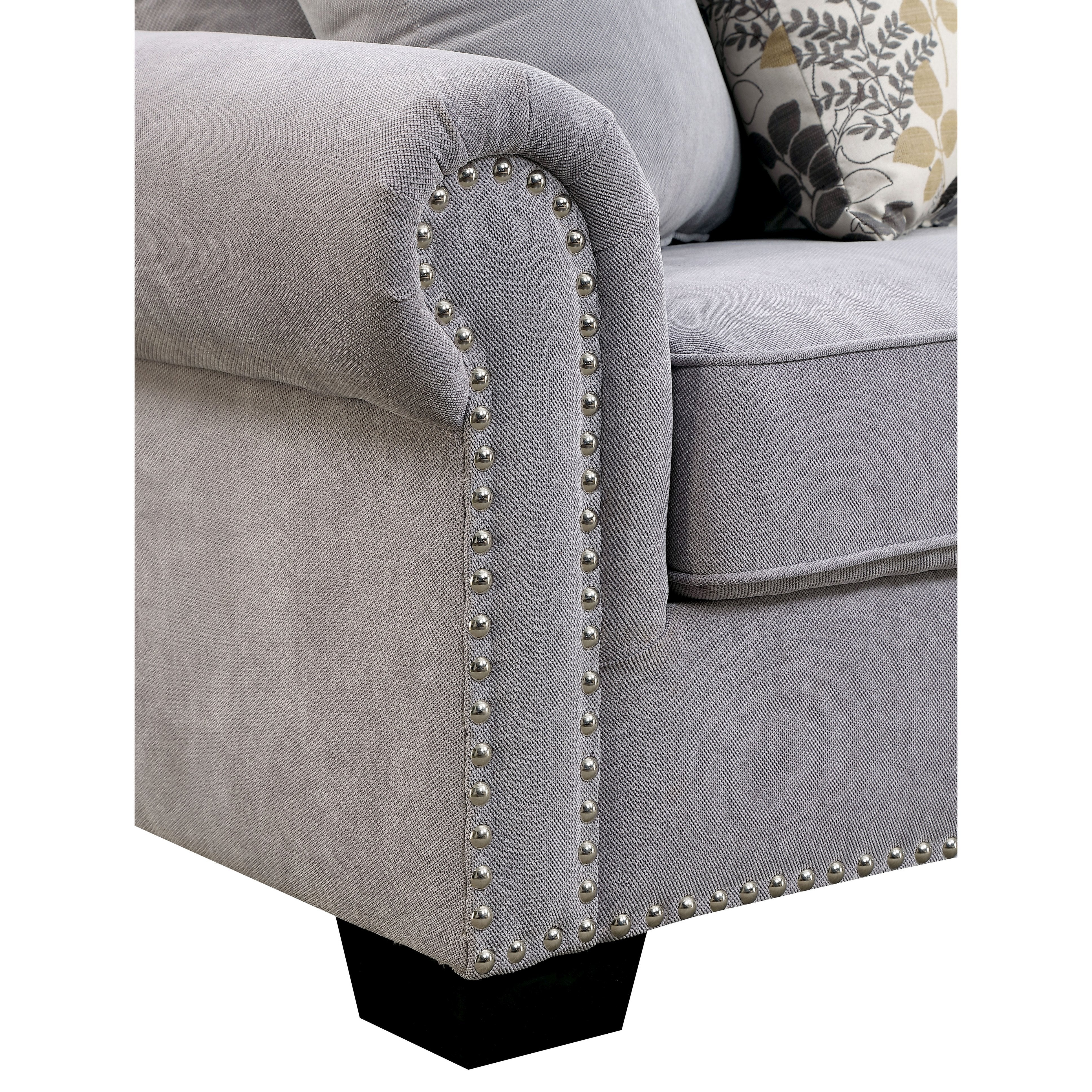 Nylah Transitional Fabric Padded Chaise Sectional-sectional-Furniture of America-Wall2Wall Furnishings