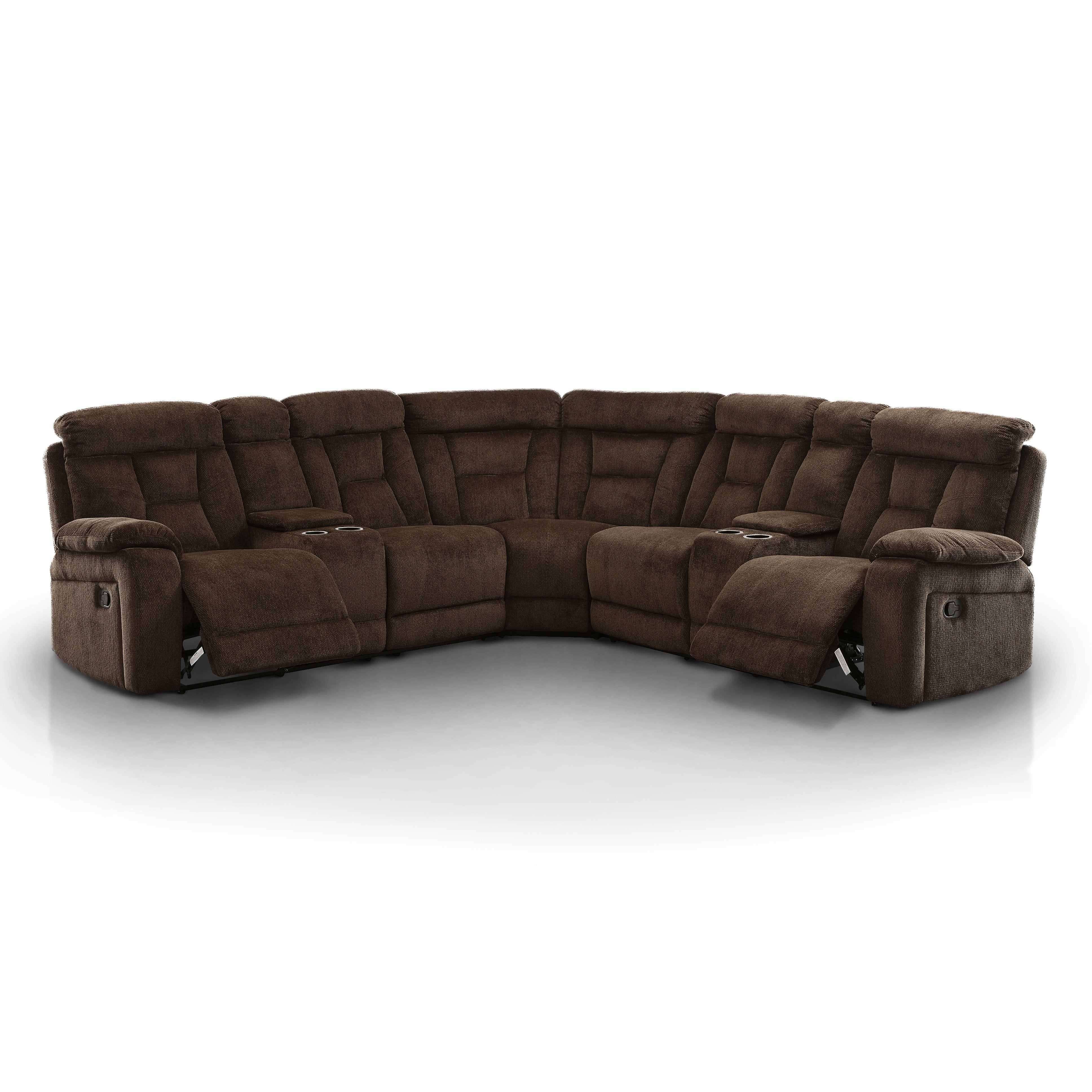 Bronson Transitional Style Plush Padded Chenille Fabric Recliner Sectional-sectional-Furniture of America-Wall2Wall Furnishings