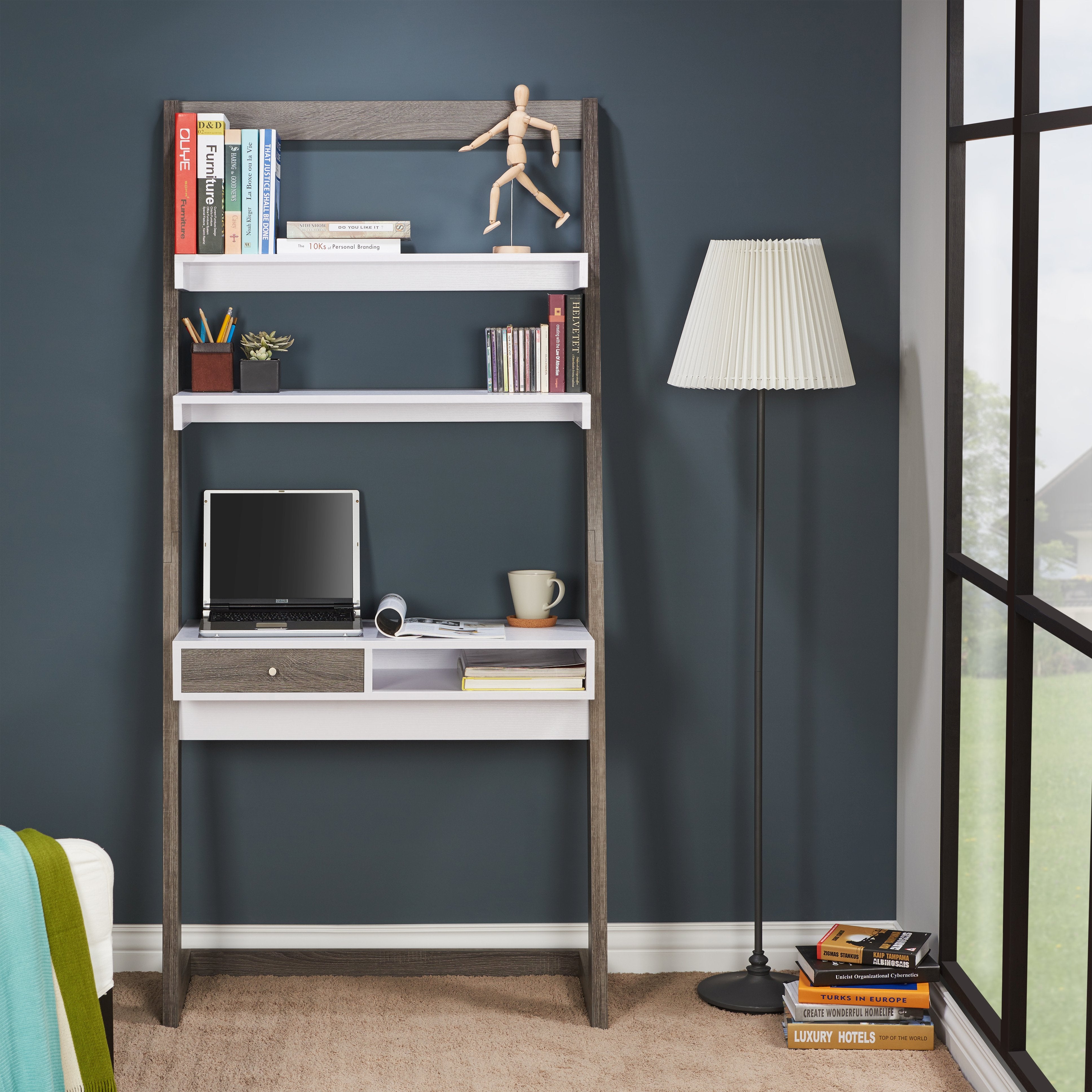 Avilla Modern Two-Tone Leaning Writing Desk-desk-Furniture of America-Wall2Wall Furnishings