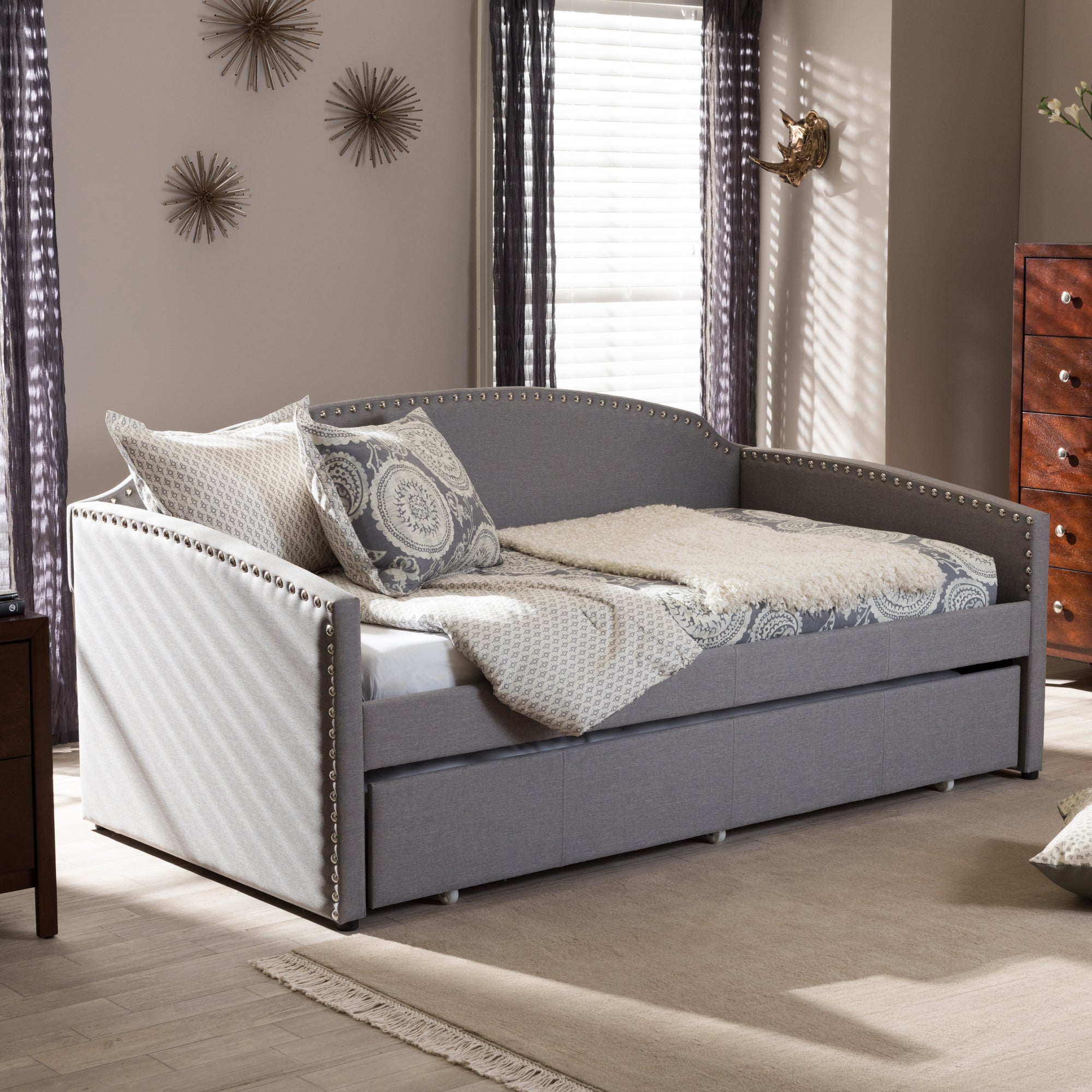 Lanny Contemporary Daybed Roll-Out with Roll-Out Trundle Guest Bed-Daybed-Baxton Studio - WI-Wall2Wall Furnishings