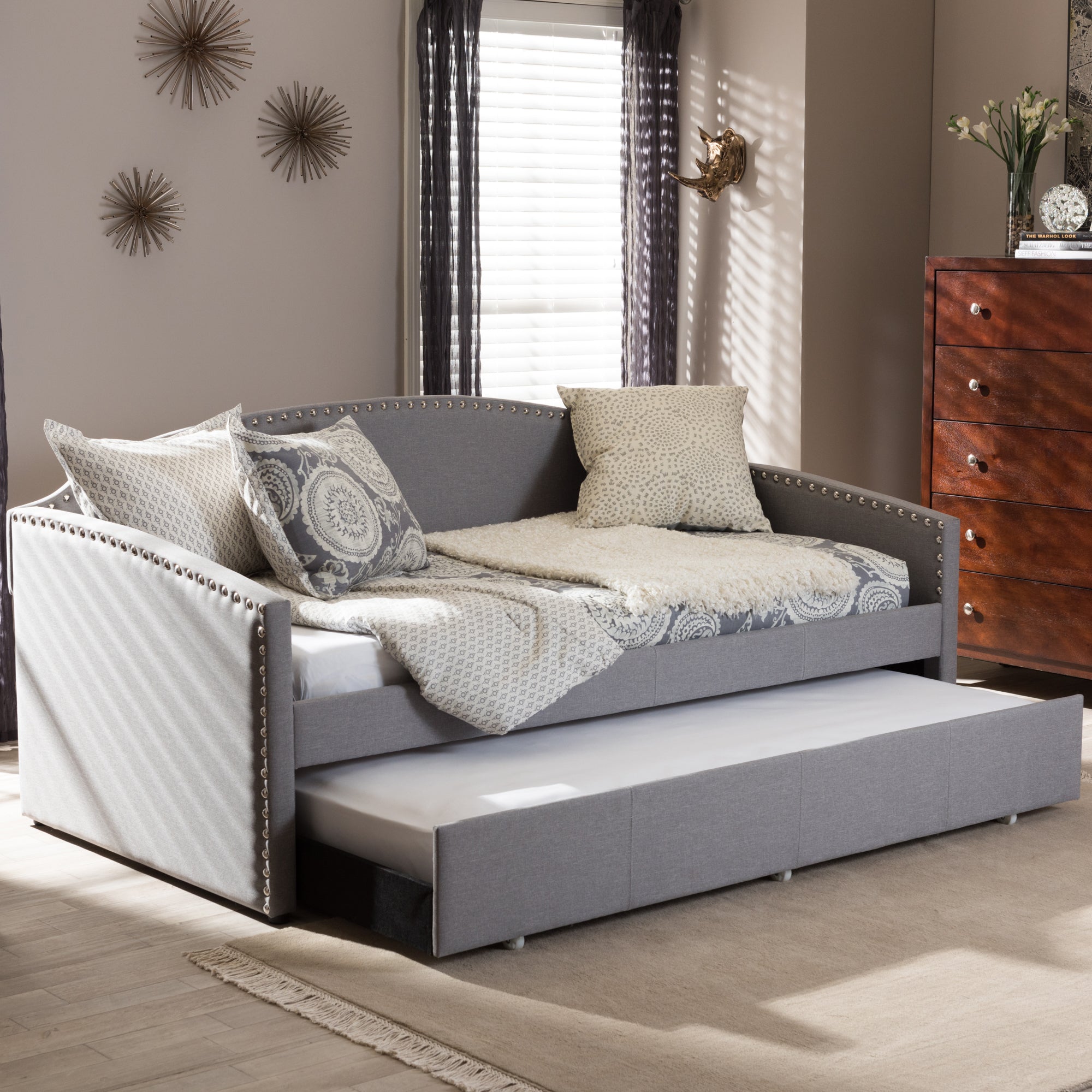 Lanny Contemporary Daybed Roll-Out with Roll-Out Trundle Guest Bed-Daybed-Baxton Studio - WI-Wall2Wall Furnishings