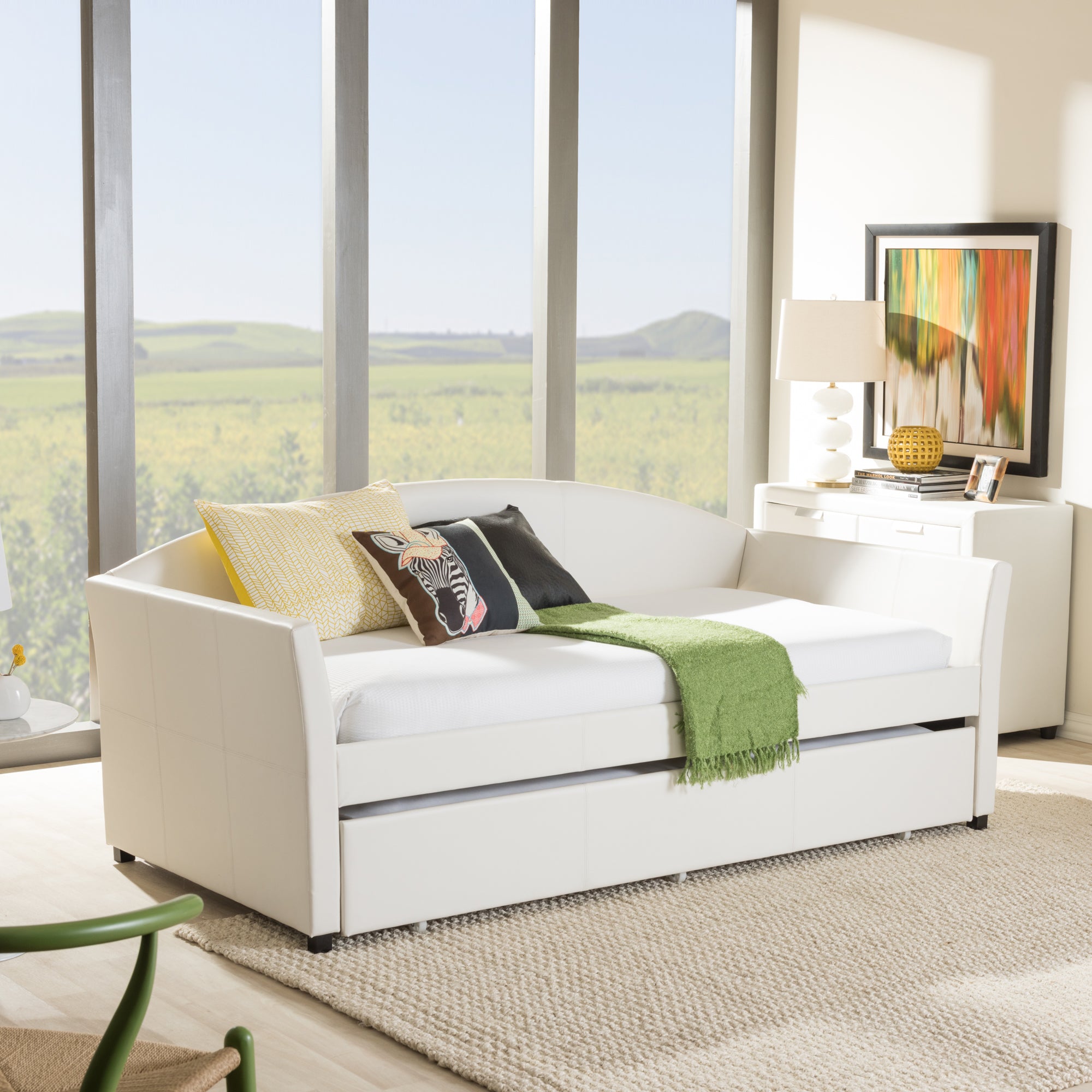 London Contemporary Daybed Roll-Out with Roll-Out Trundle Guest Bed-Daybed-Baxton Studio - WI-Wall2Wall Furnishings