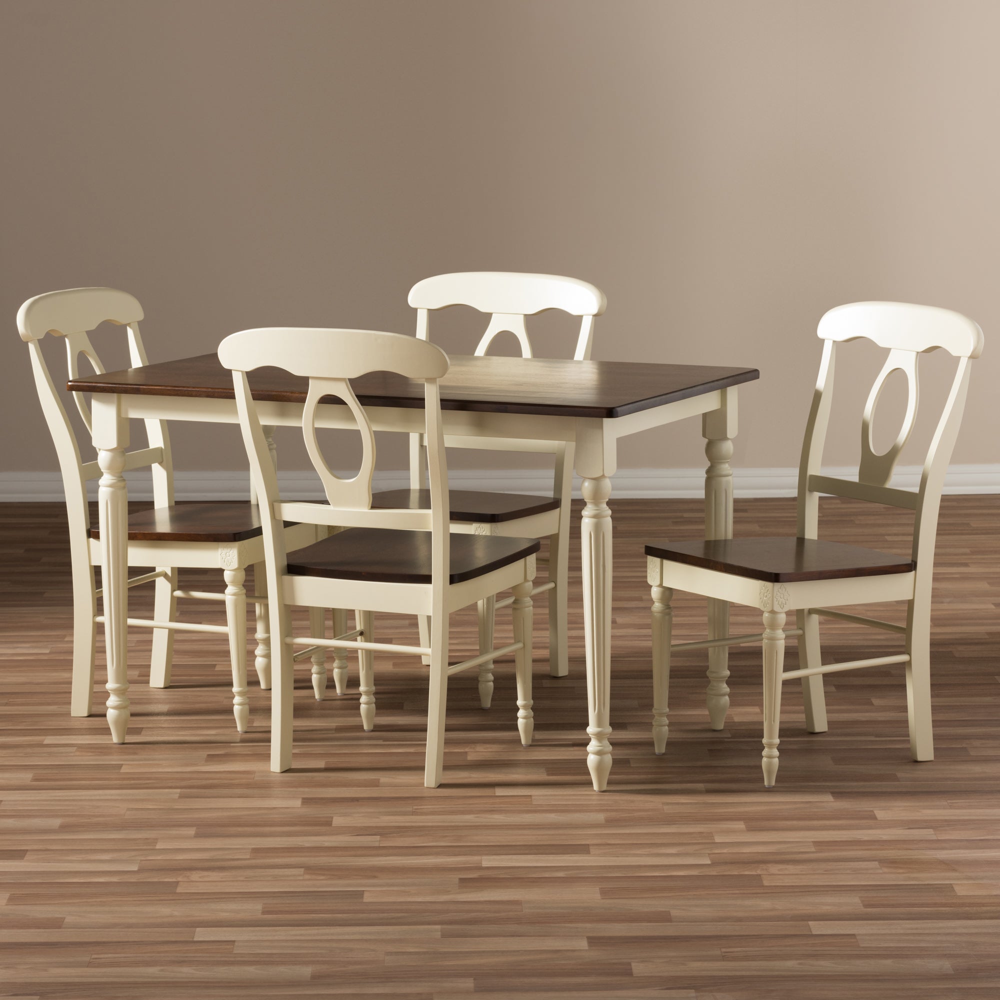 Napoleon French Country Cottage Dining Table & Dining Chairs 5-Piece-Dining Set-Baxton Studio - WI-Wall2Wall Furnishings