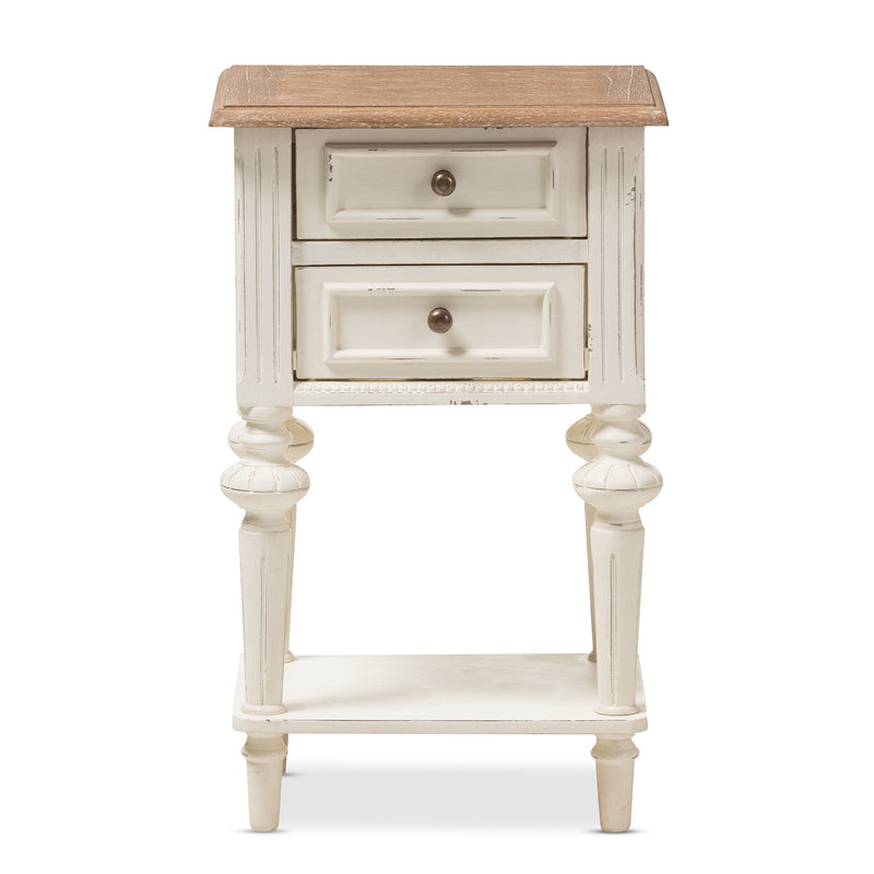 Marquetterie French Provincial Nightstand Two-Tone 2-Drawer 1-Shelf-Nightstand-Baxton Studio - WI-Wall2Wall Furnishings