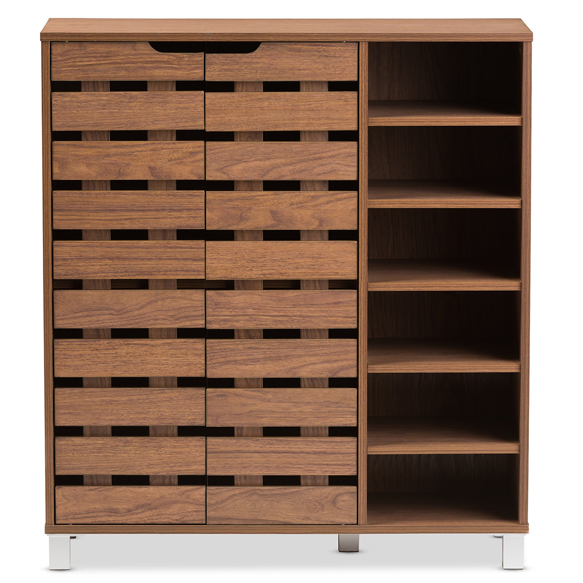 Shirley Contemporary Shoe Cabinet 2-Door with Open Shelves-Shoe Cabinet-Baxton Studio - WI-Wall2Wall Furnishings