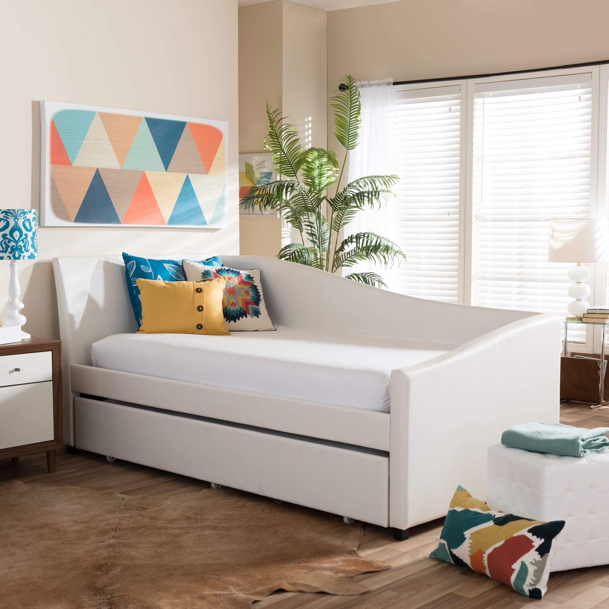 Vera Contemporary Daybed Roll-Out with Roll-Out Trundle Guest Bed-Daybed-Baxton Studio - WI-Wall2Wall Furnishings