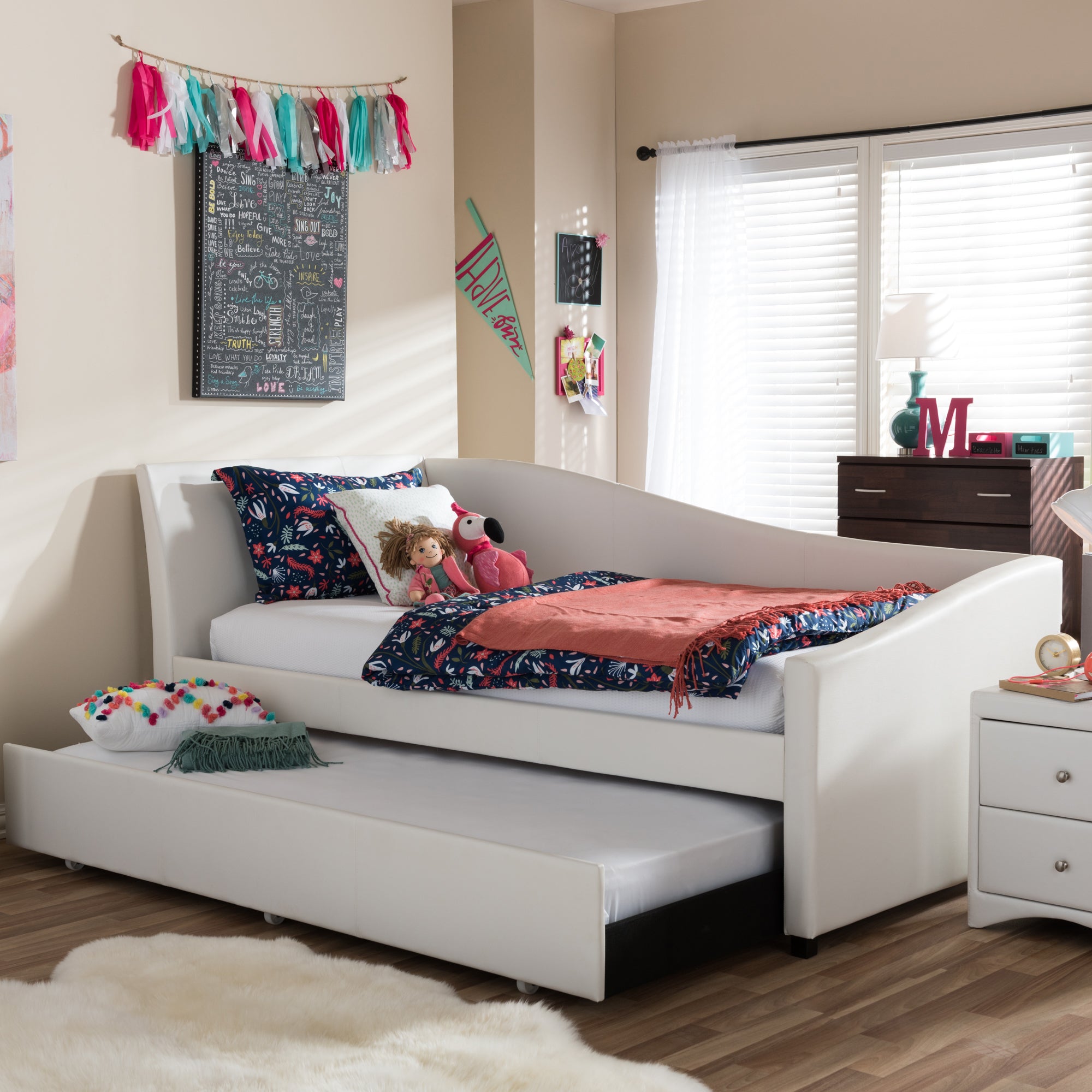 Vera Contemporary Daybed Roll-Out with Roll-Out Trundle Guest Bed-Daybed-Baxton Studio - WI-Wall2Wall Furnishings