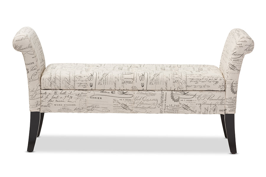 Avignon Classic Bench Script-Patterned-Bench-Baxton Studio - WI-Wall2Wall Furnishings
