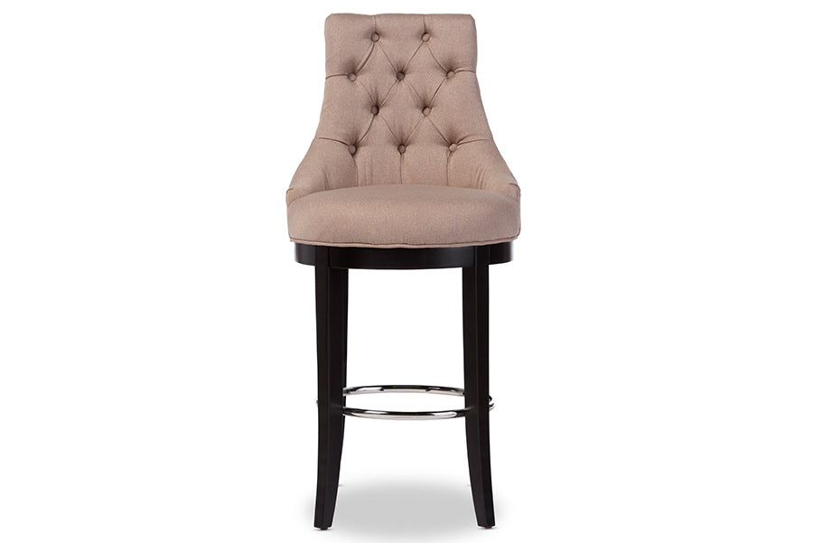 Harmony Contemporary Bar Stool Button-tufted with Metal Footrest-Bar Stool-Baxton Studio - WI-Wall2Wall Furnishings