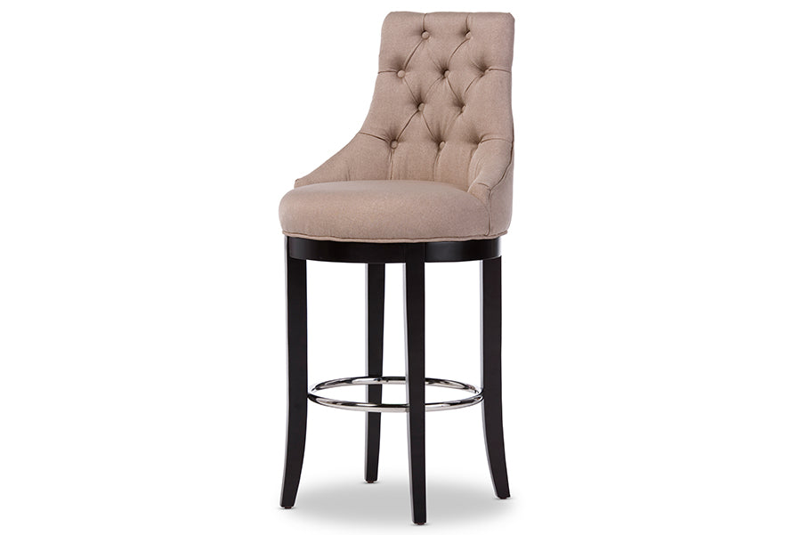 Harmony Contemporary Bar Stool Button-tufted with Metal Footrest-Bar Stool-Baxton Studio - WI-Wall2Wall Furnishings