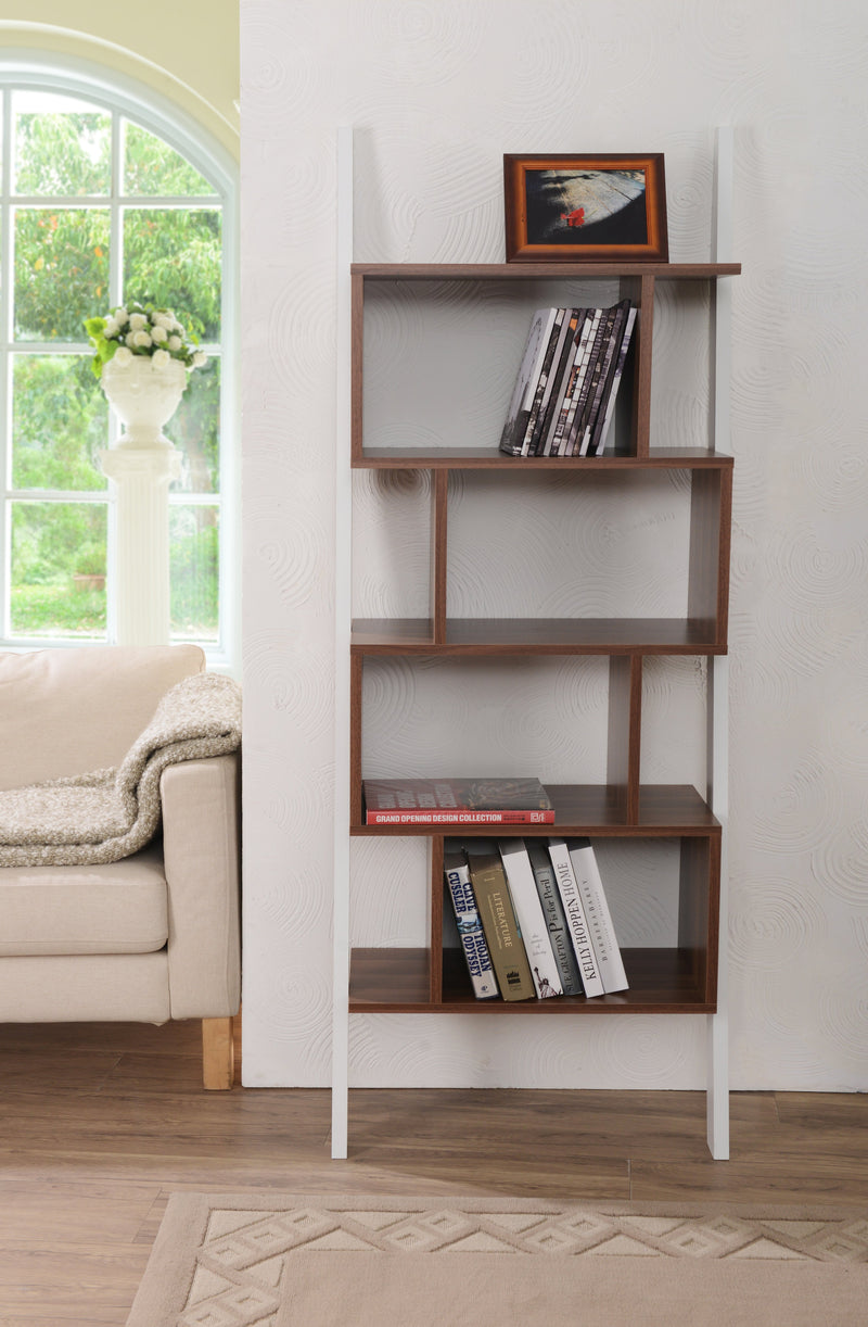 Weston Contemporary Style Two-Tone Leaning Display Case-bookcase-Furniture of America-Wall2Wall Furnishings