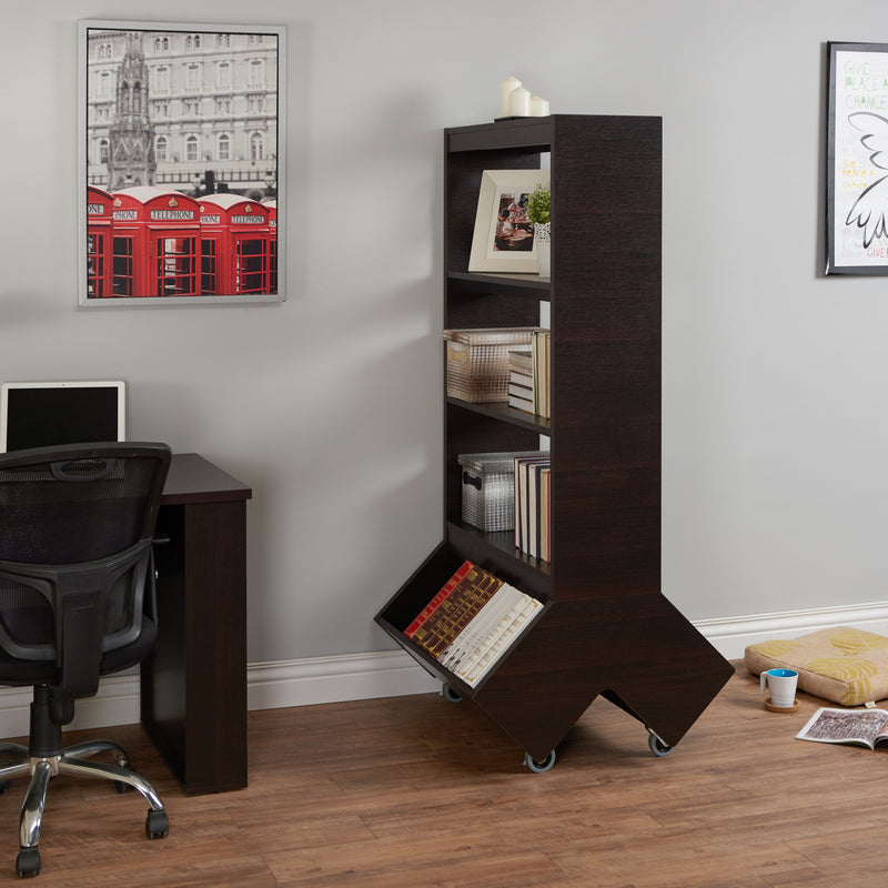 Augustine Contemporary Style Caster Wheel Bookcase/Room Divider-bookcase-Furniture of America-Wall2Wall Furnishings