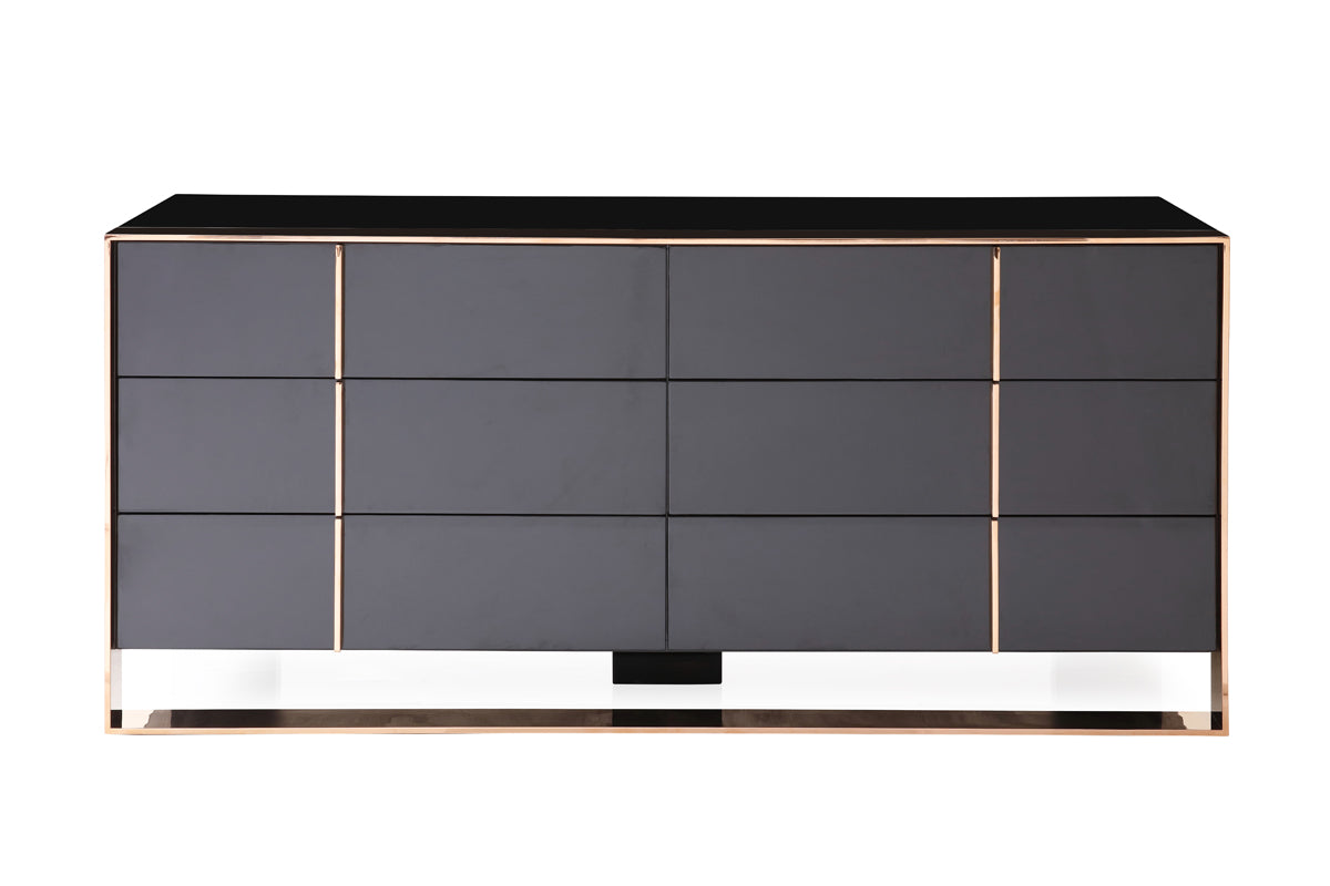 Nova Domus Cartier Modern Black & Rosegold Dresser-Dresser-VIG-Wall2Wall Furnishings