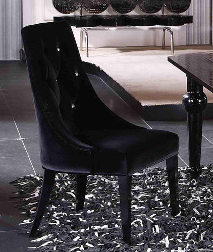 A&X Charlotte - Black Velour Dining Chair (Set of 2)-Dining Chair-VIG-Wall2Wall Furnishings