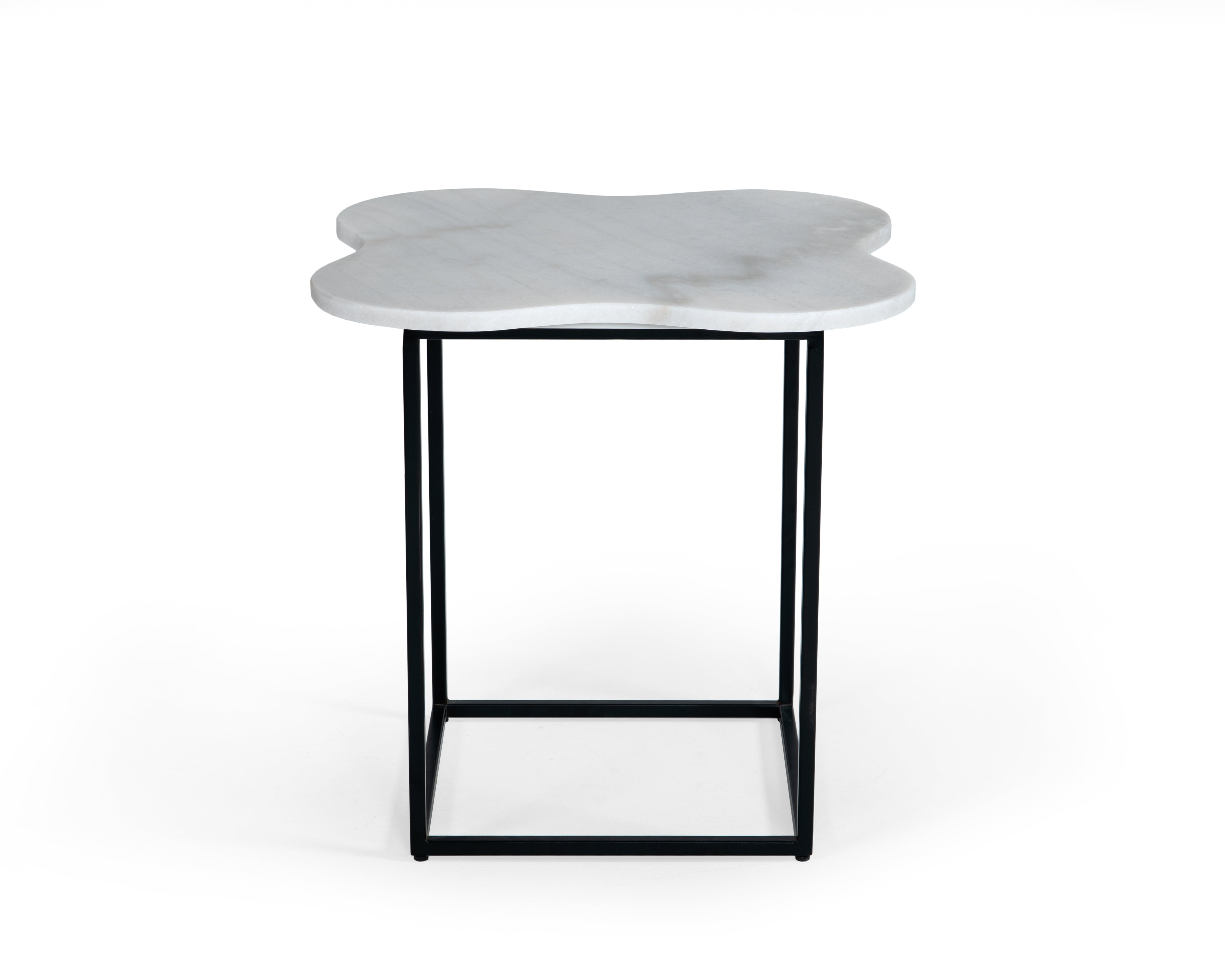 Modrest Aleidy - White Marble + Black Metal End Table-End Table-VIG-Wall2Wall Furnishings