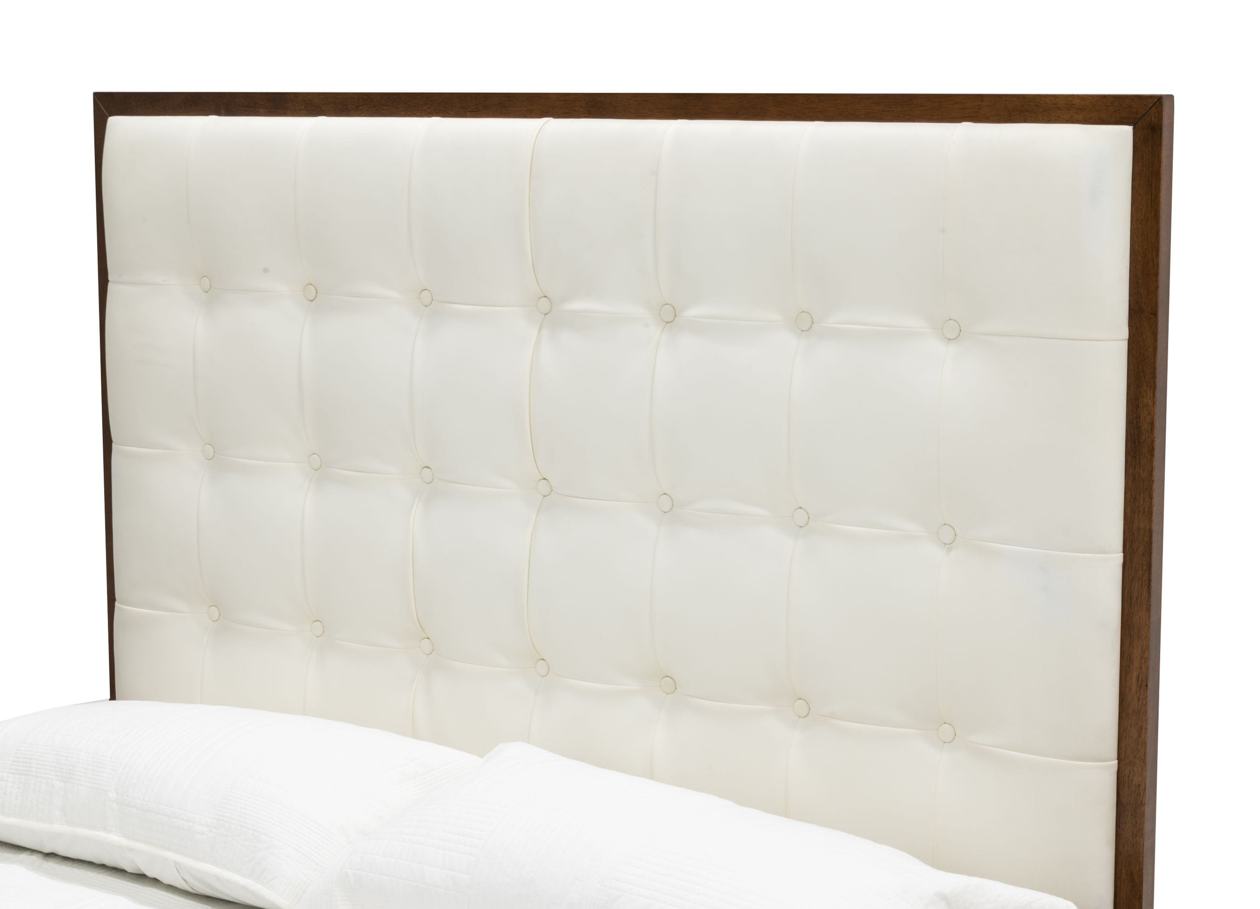 Modrest Amberlie - White Vegan Leather & Walnut Bed-Bed-VIG-Wall2Wall Furnishings
