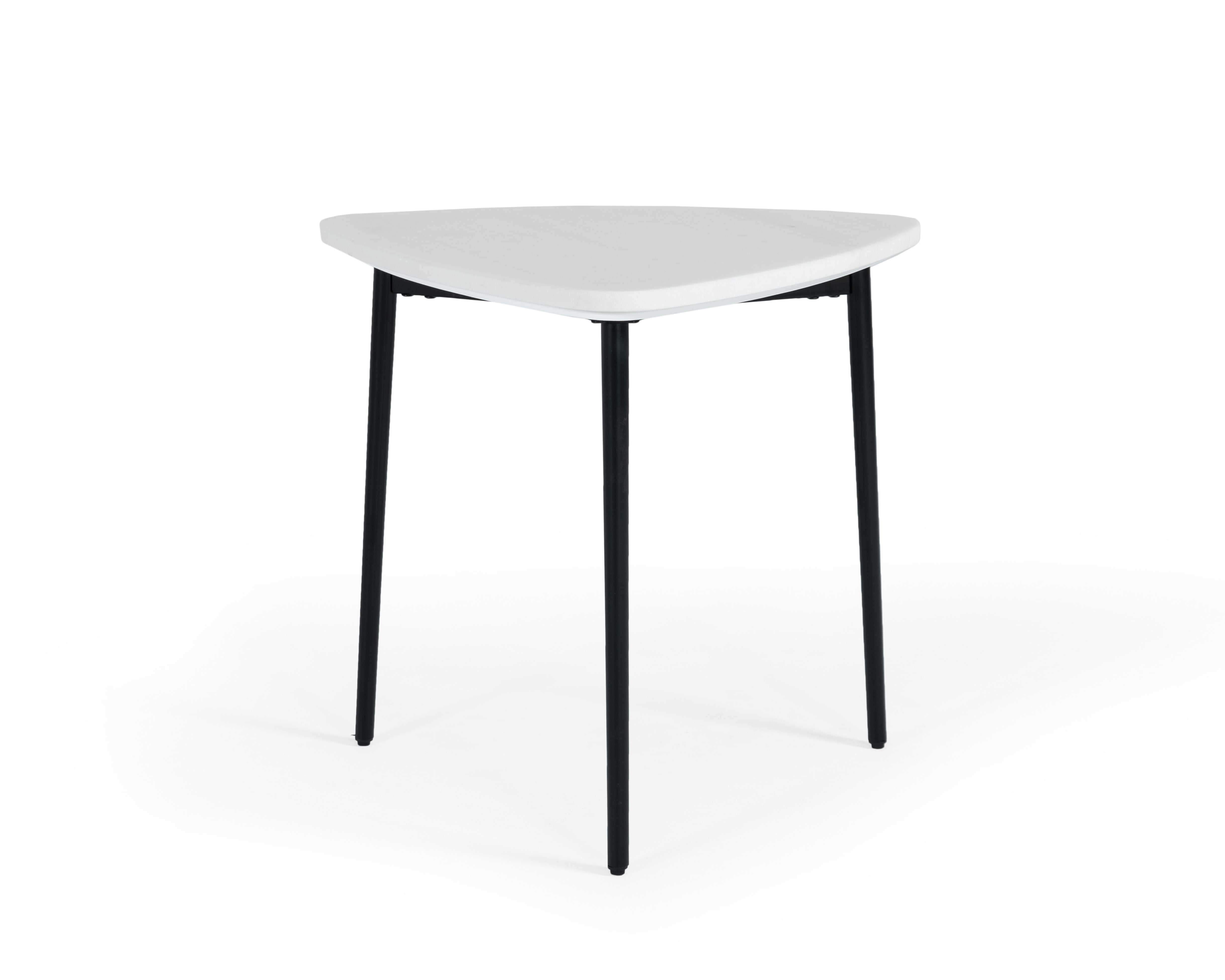 Modrest Andros - White Marble + Black Metal End Table-End Table-VIG-Wall2Wall Furnishings