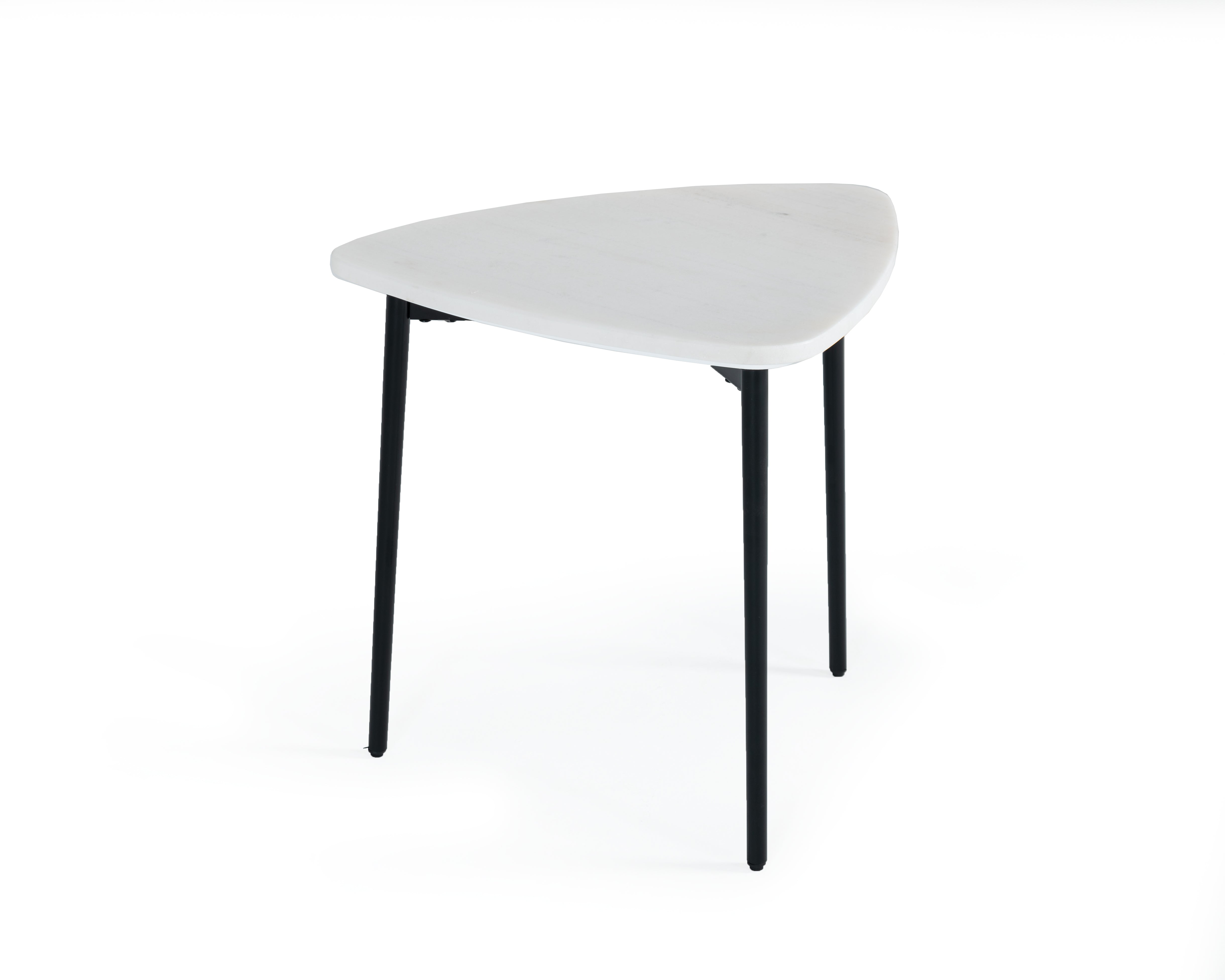 Modrest Andros - White Marble + Black Metal End Table-End Table-VIG-Wall2Wall Furnishings