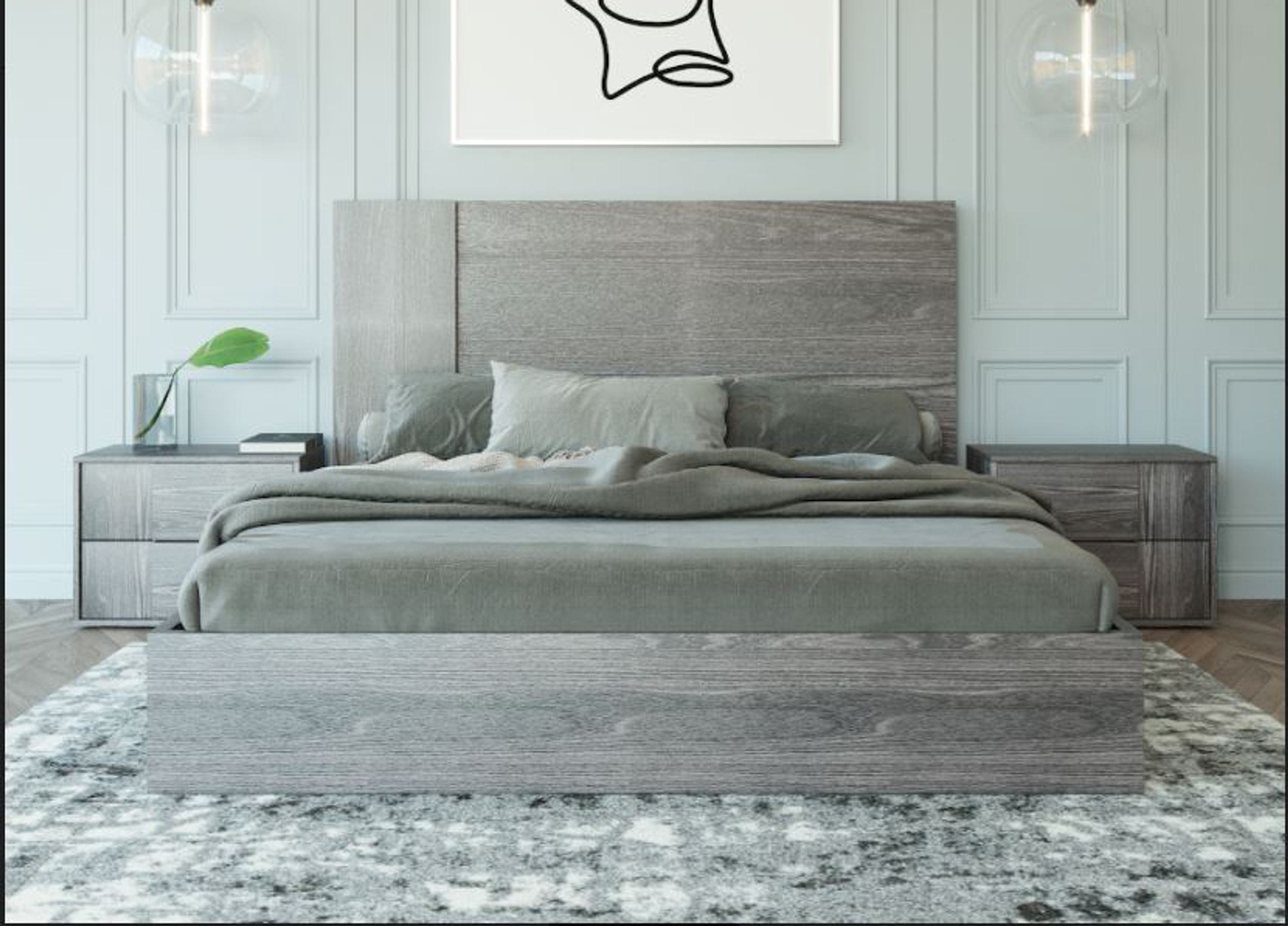 Nova Domus Asus - Italian Modern Elm Grey Bed-Bed-VIG-Wall2Wall Furnishings